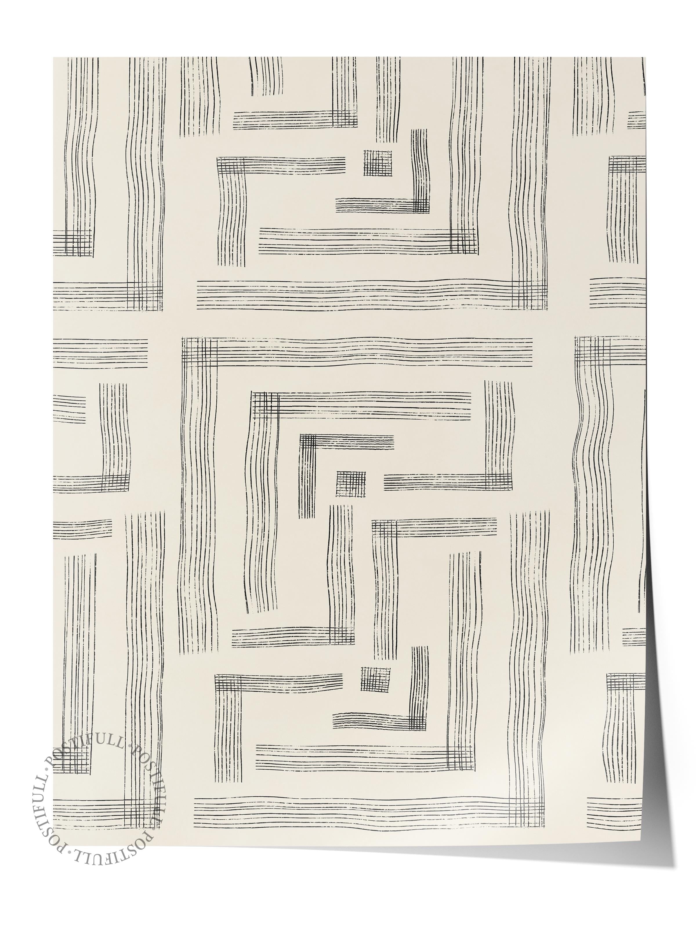 Siyah Beyaz Soyut Temalı Çerçevesiz Poster