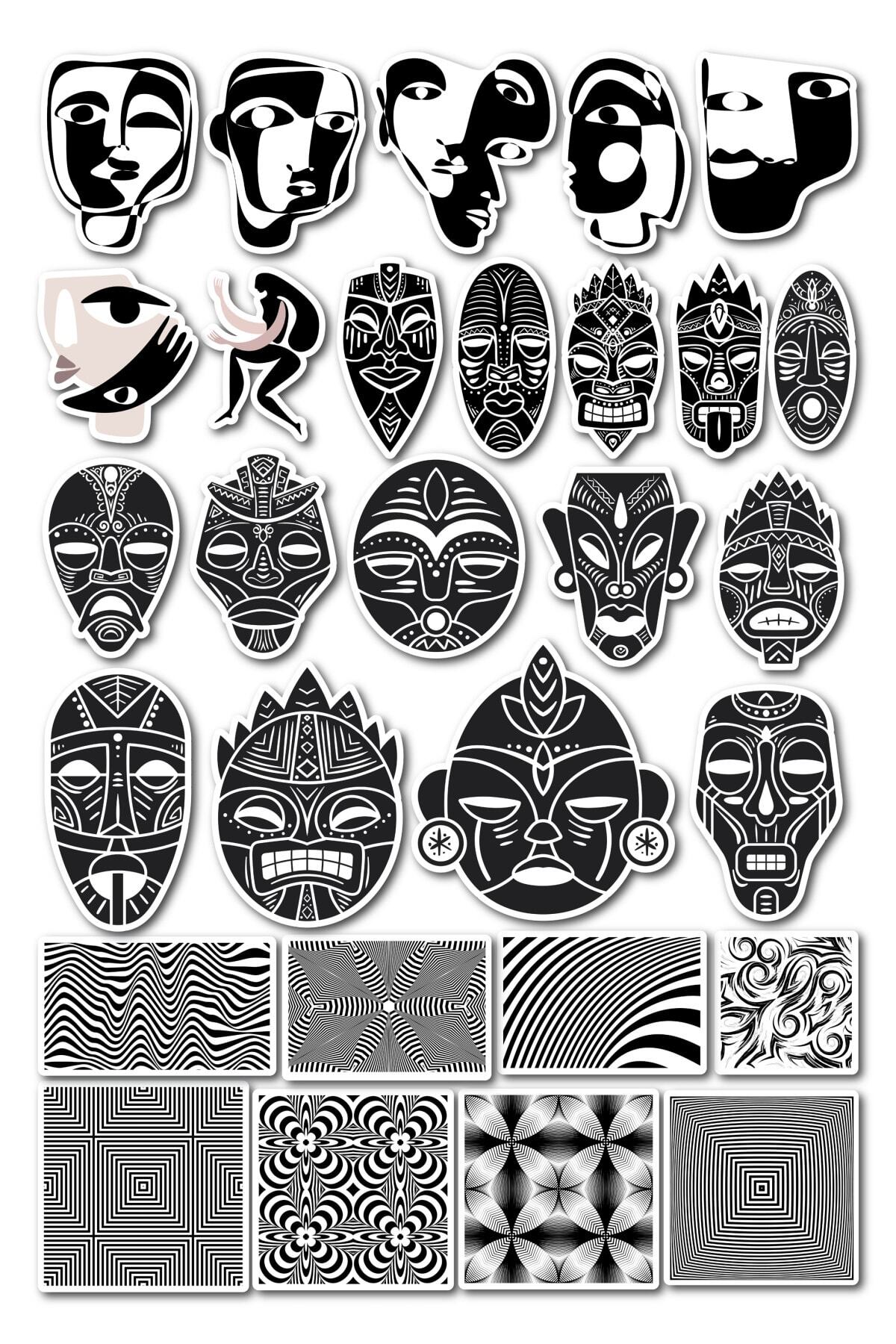 Siyah Beyaz Temalı Sticker Seti - 29 Adet Etiket Seti- Telefon, Tablet, Defter Laptop Uyumlu Etiket