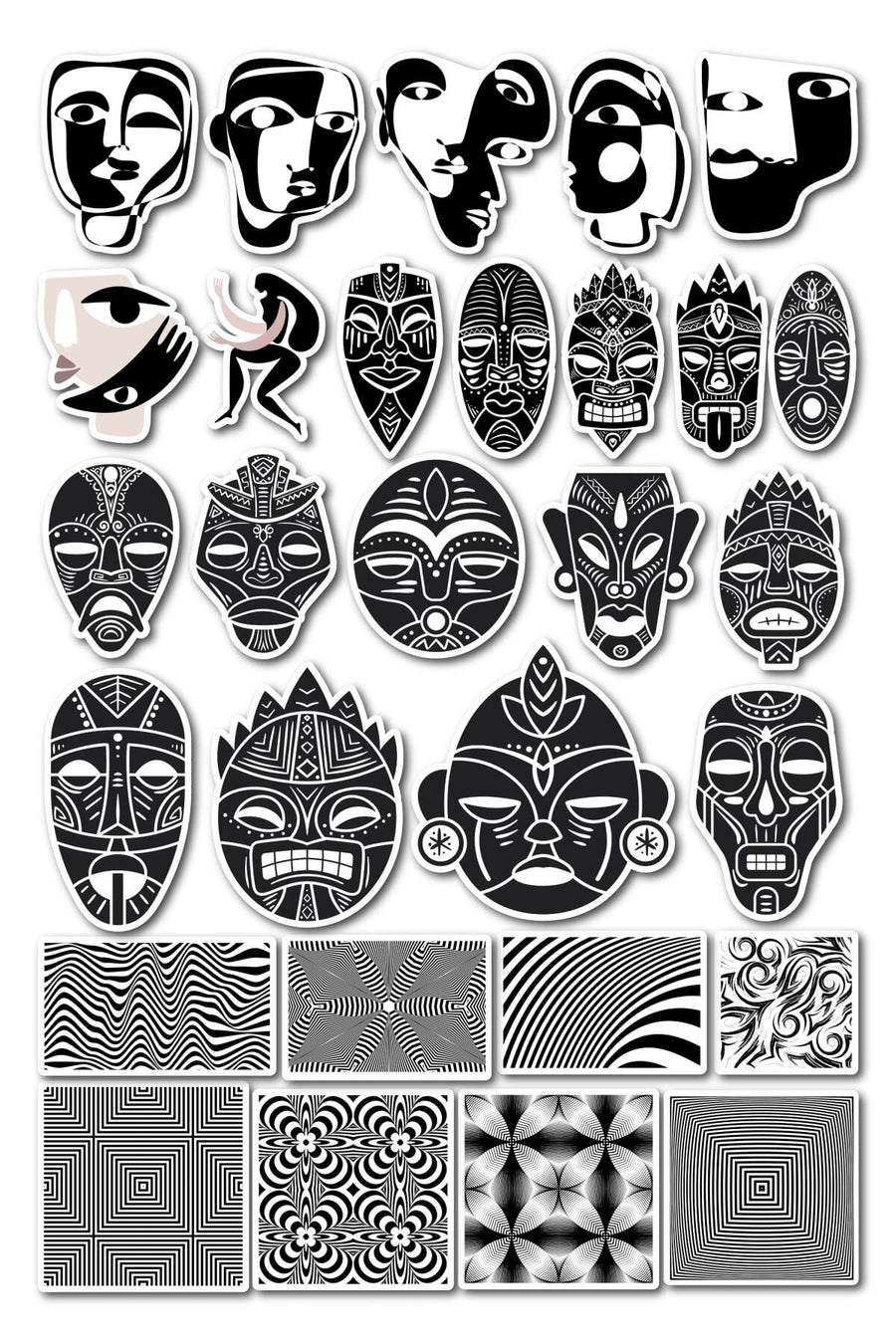 Siyah Beyaz Temalı Sticker Seti - 29 Adet Etiket Seti- Telefon, Tablet, Defter Laptop Uyumlu Etiket