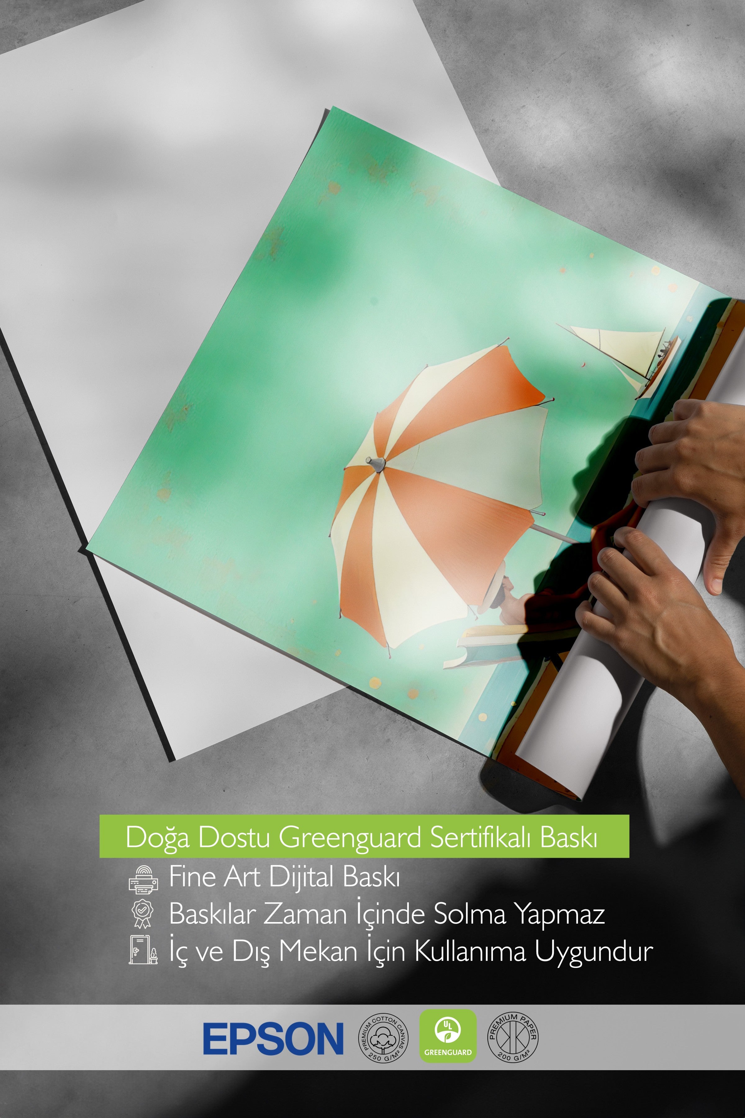 Siyah Çerçeveli Poster, Deniz Kenarında Kadın, İllüstrasyon, Mavi Renk Poster, 2025 Yaz Seçkisi, NO:109641
