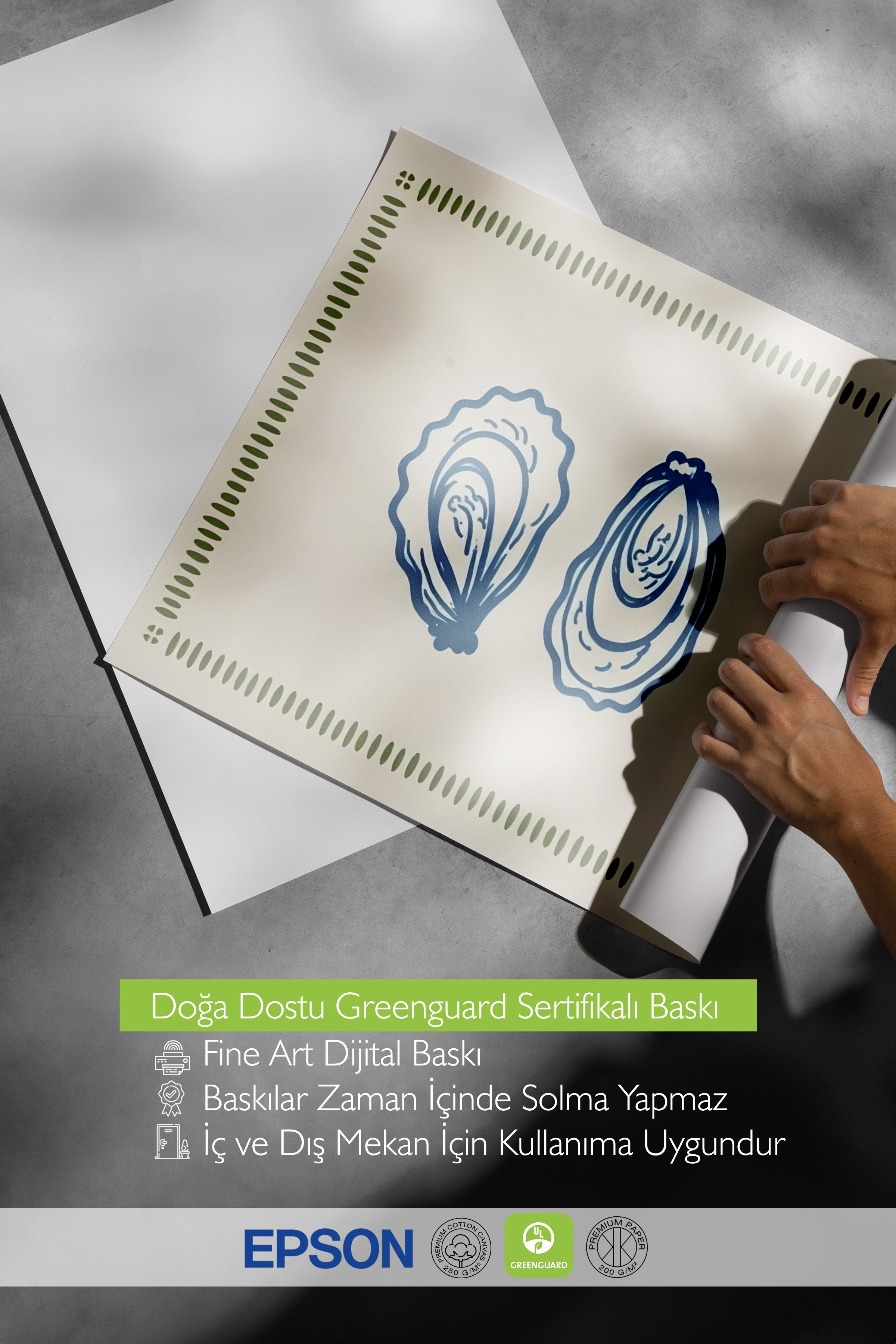 Siyah Çerçeveli Poster, Deniz Kenarında Yavaş Yaşam, İllüstrasyon, Mavi Renk Poster, 2025 Yaz Seçkisi, NO:109649