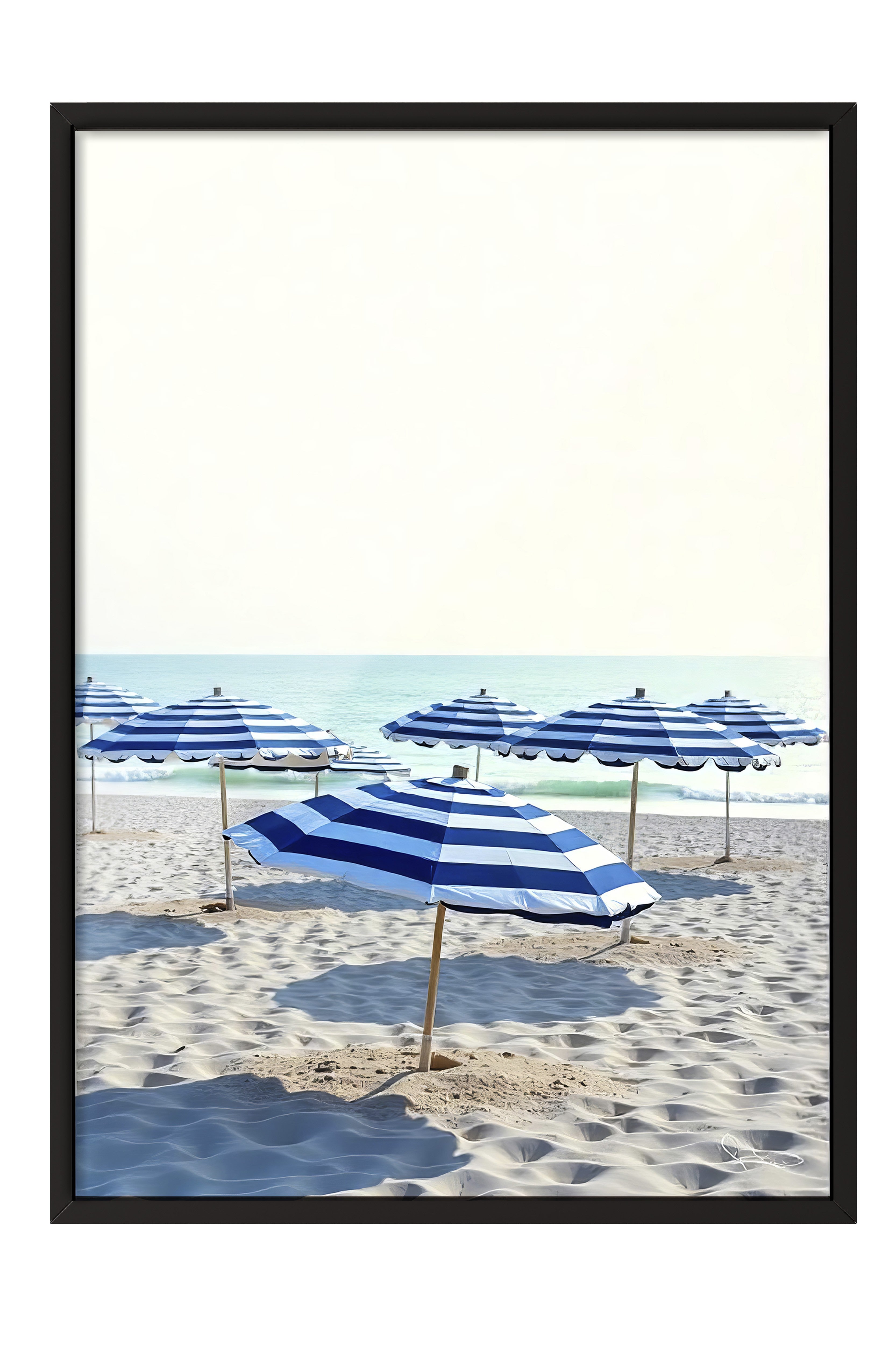 Siyah Çerçeveli Poster, Deniz Şemsiyeleri, Fotoğraf, Mavi Renk Poster, 2025 Yaz Seçkisi, NO:109635