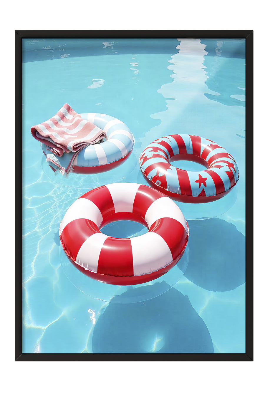 Havuzda Yüzme Simitleri Poster Poster – Siyah Çerçeveli Tablo