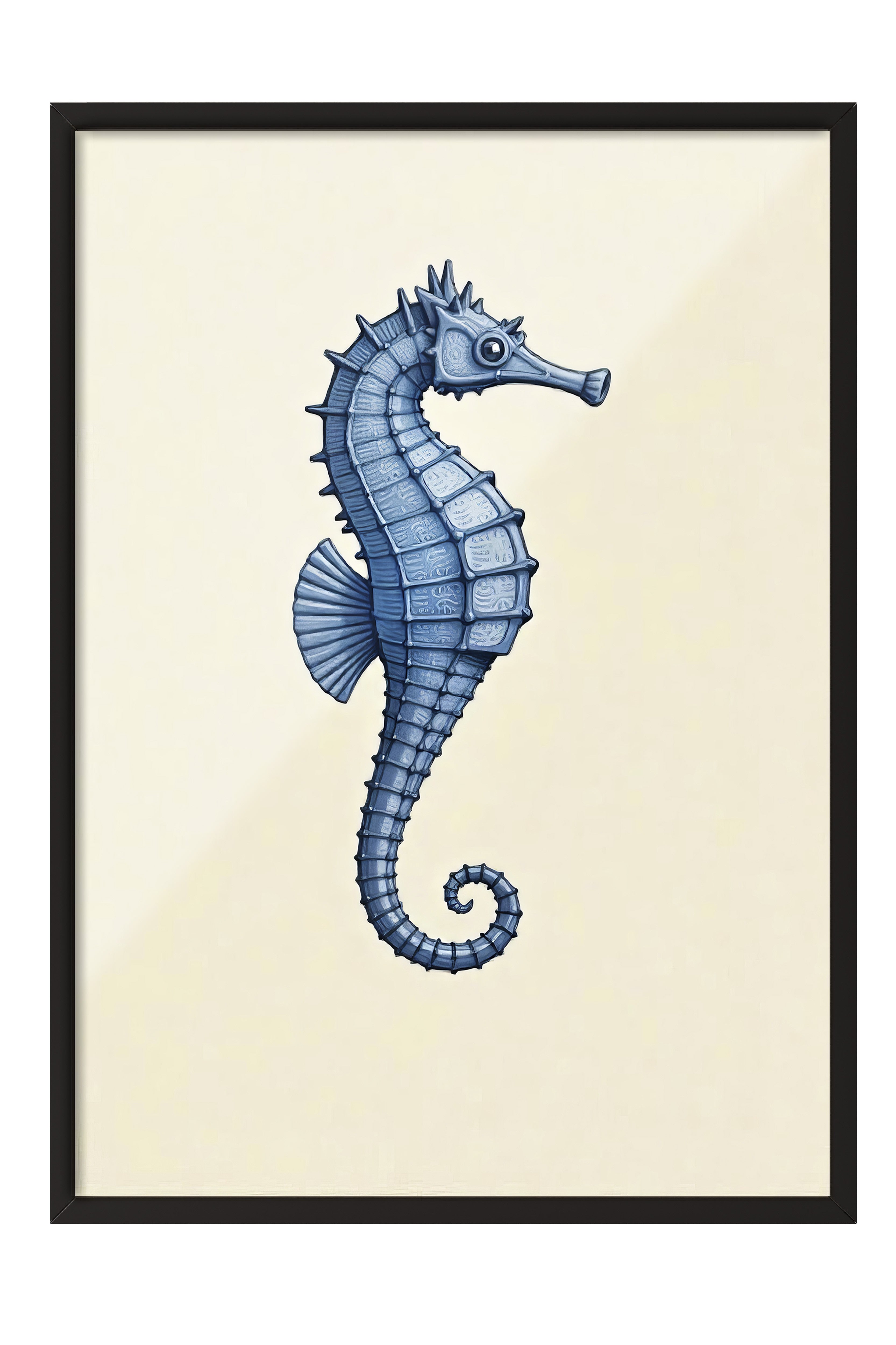 Siyah Çerçeveli Poster, Denizatı, İllüstrasyon, Mavi Renk Poster, 2025 Yaz Seçkisi, NO:109578