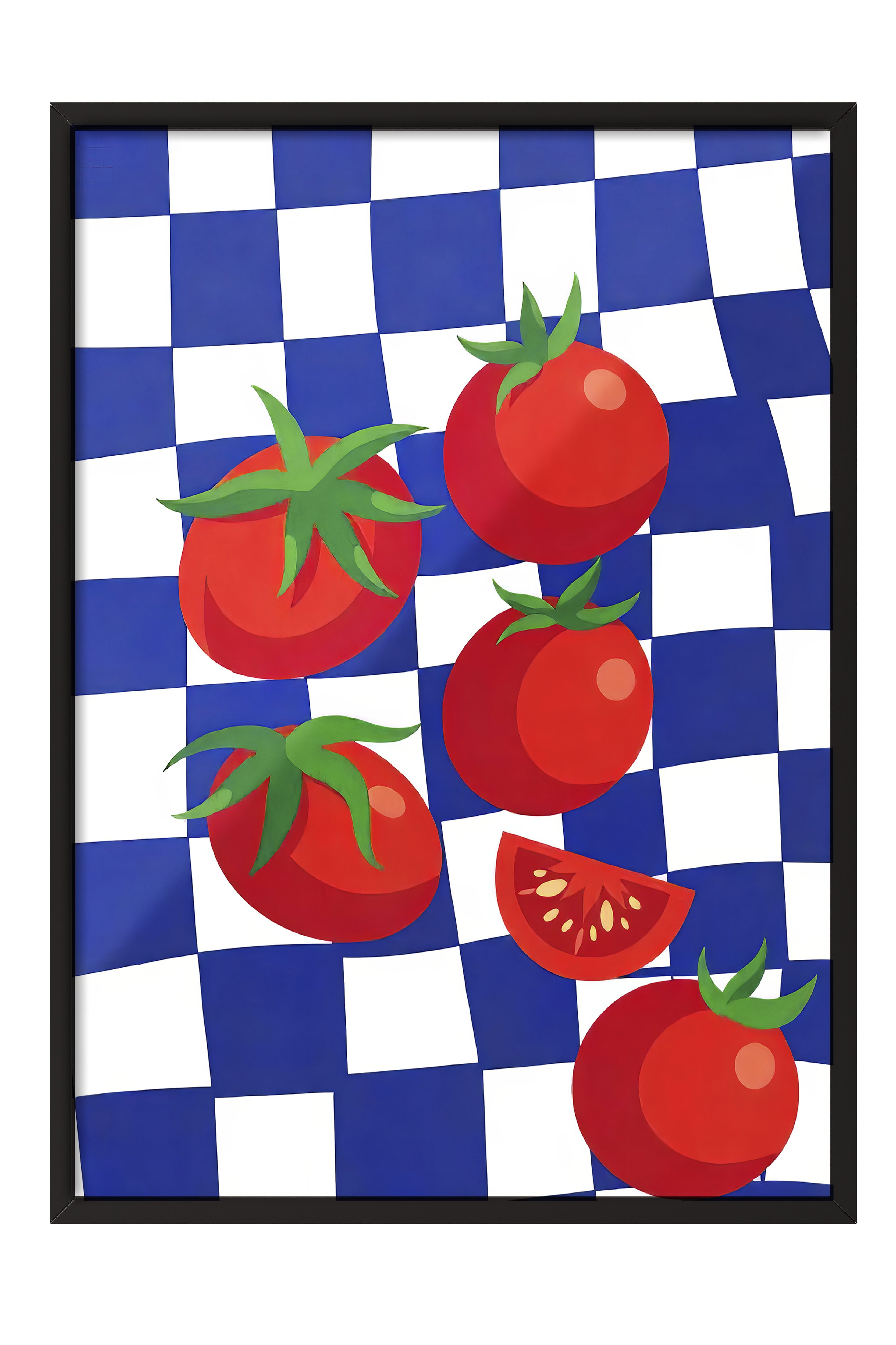 Siyah Çerçeveli Poster, Domatesler, İllüstrasyon, Kırmızı Renk Poster, 2025 Yaz Seçkisi, NO:109623