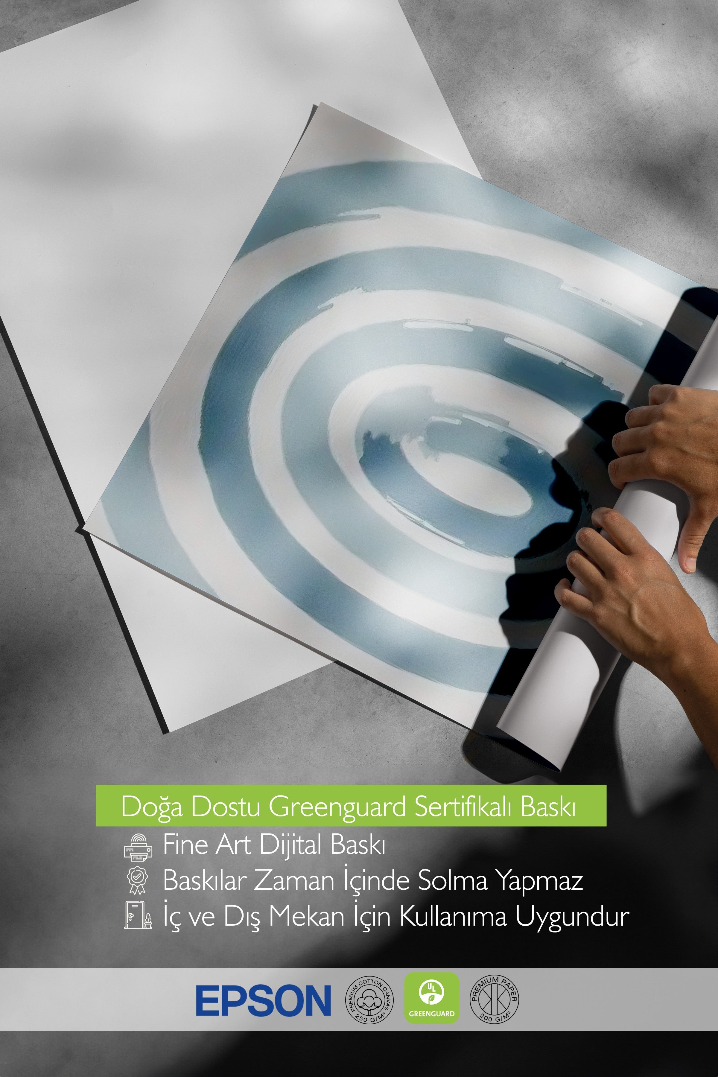 Siyah Çerçeveli Poster, Hipnoz Dalgası, İllüstrasyon, Mavi Renk Poster, 2025 Yaz Seçkisi, NO:109666
