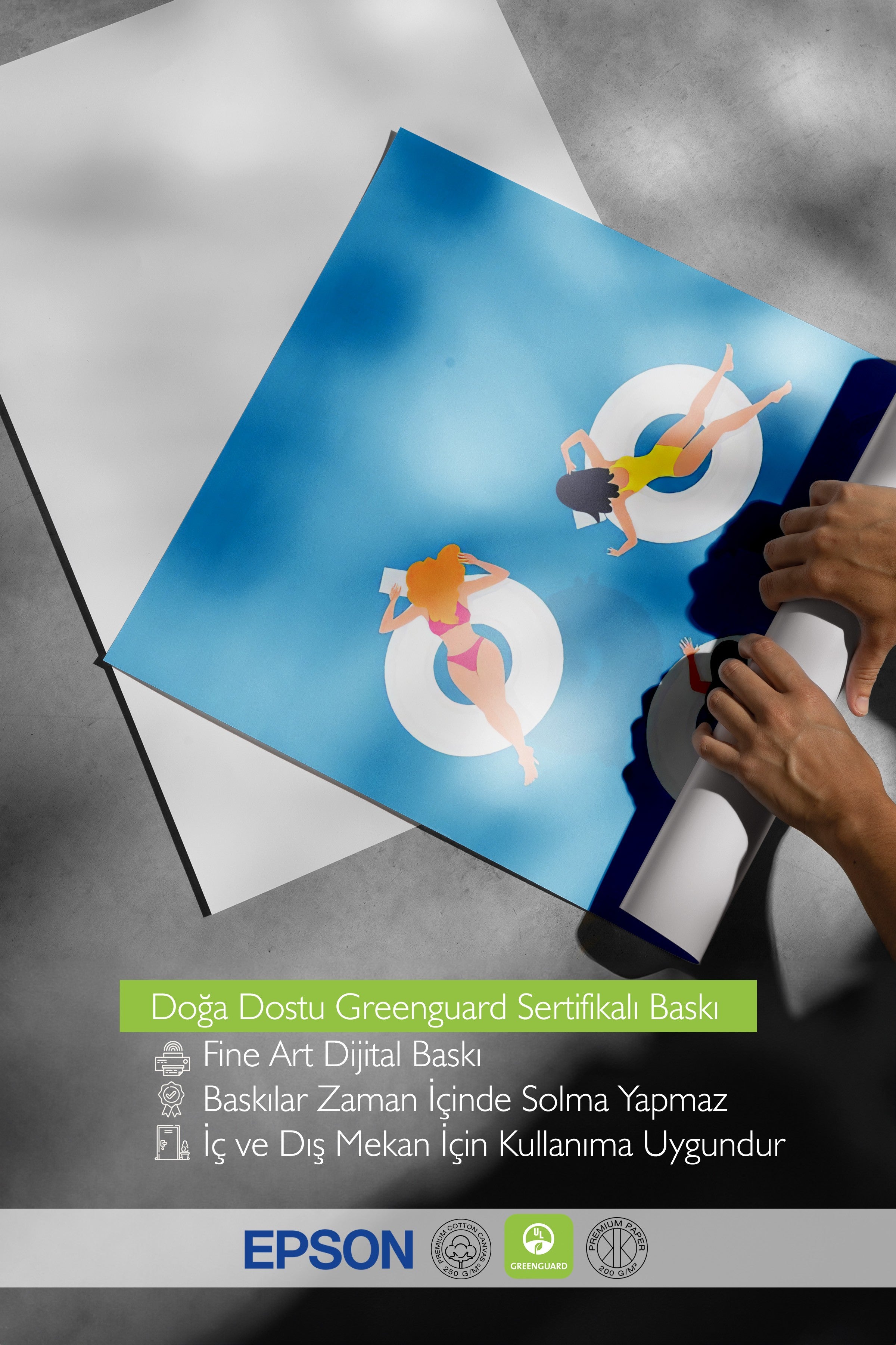 Siyah Çerçeveli Poster, Kadın Partisi, İllüstrasyon, Mavi Renk Poster, 2025 Yaz Seçkisi, NO:109644