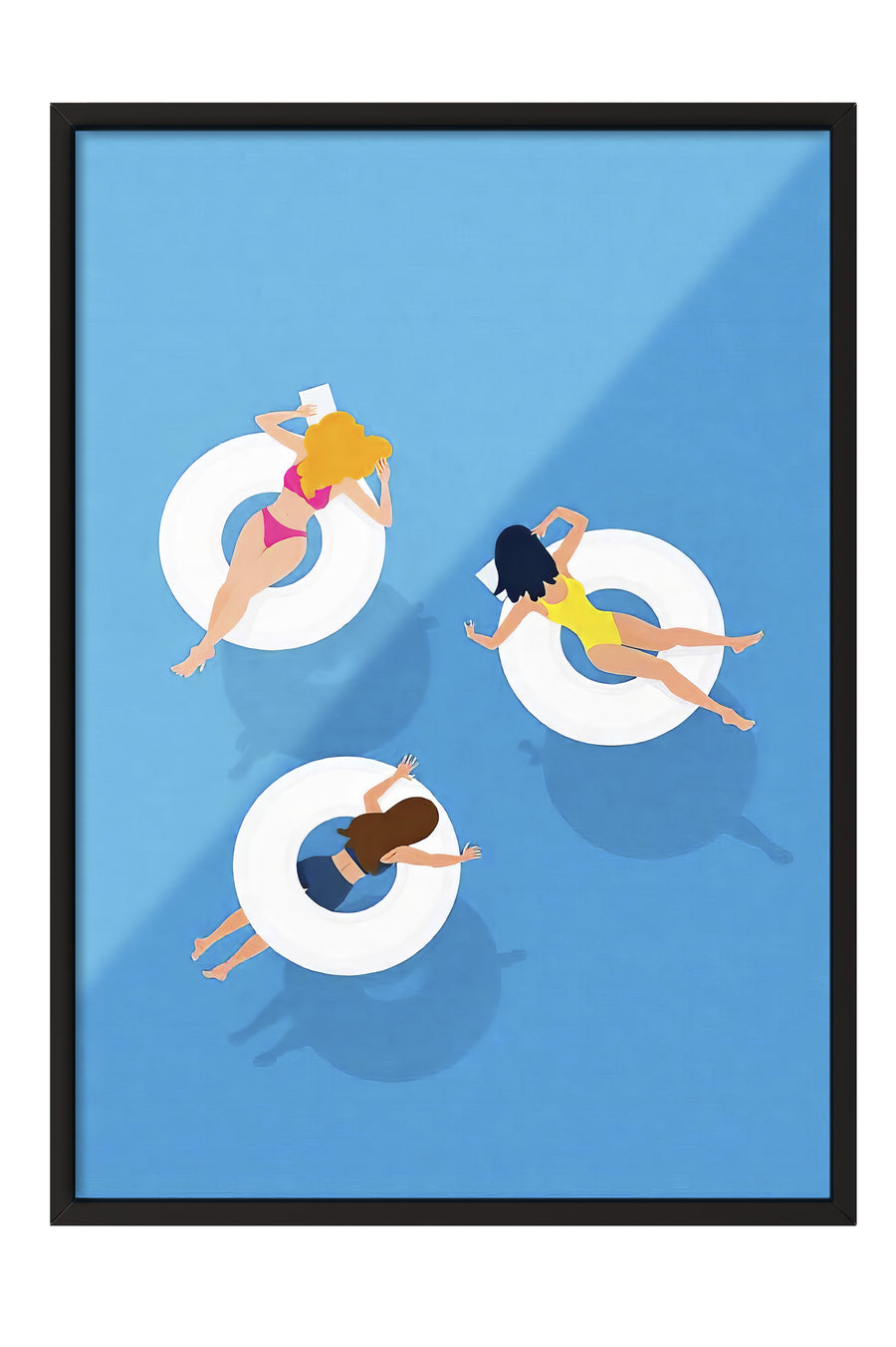 Suda Yüzen Kadınlar Poster Poster – Siyah Çerçeveli Tablo