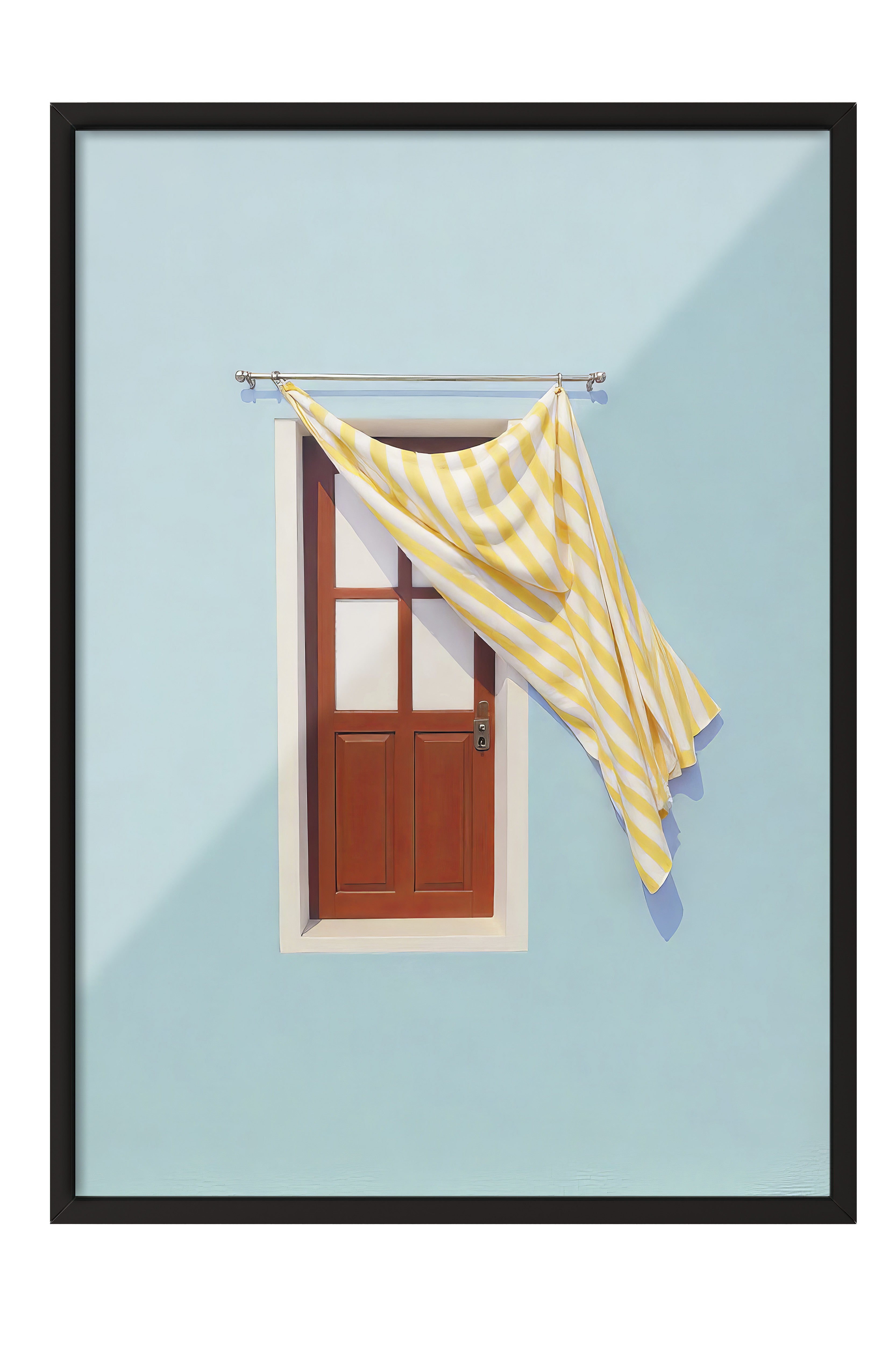 Siyah Çerçeveli Poster, Kapı ve Sarı Perde, Fotoğraf, Sarı Renk Poster, 2025 Yaz Seçkisi, NO:109700