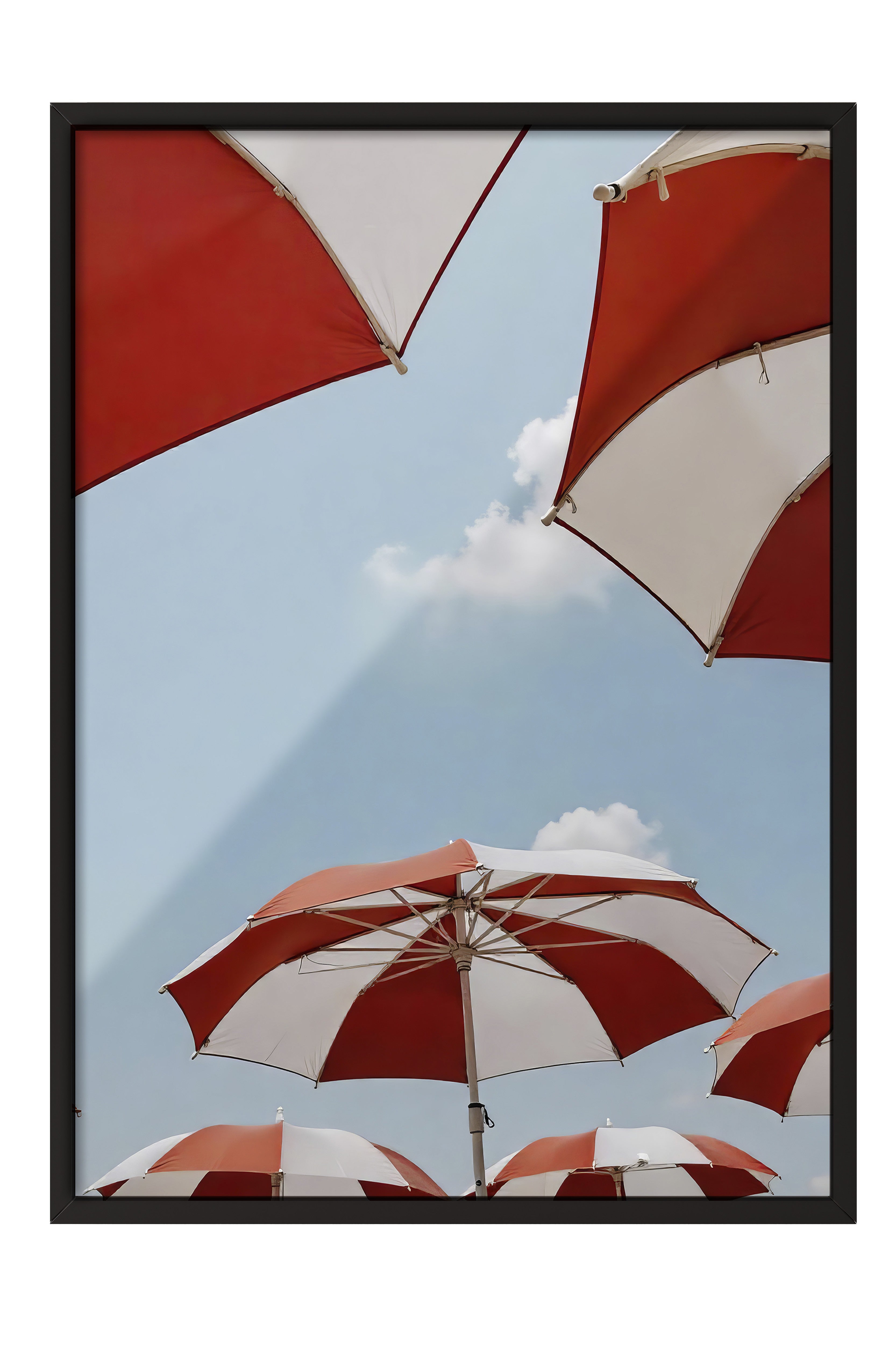 Siyah Çerçeveli Poster, Kırmızı Şemsiyeler, Fotoğraf, Kırmızı Renk Poster, 2025 Yaz Seçkisi, NO:109538