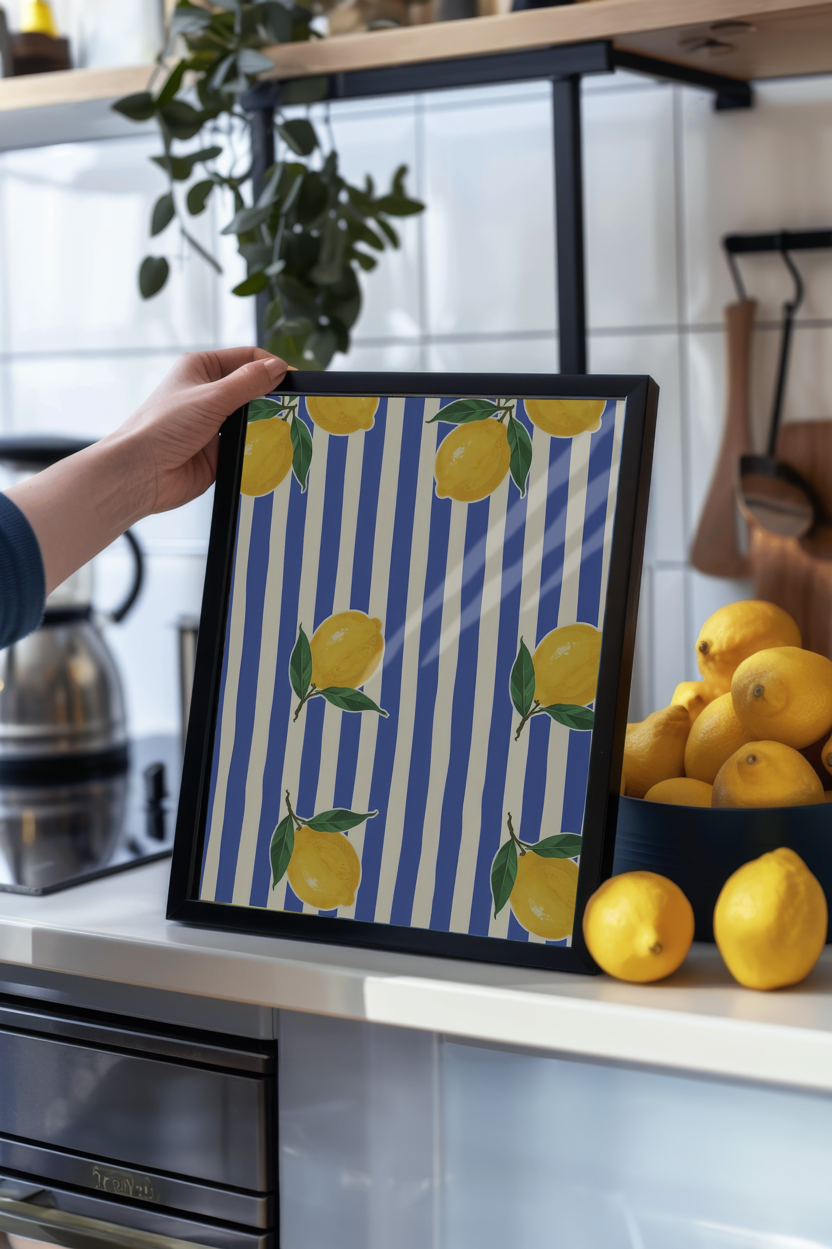 Siyah Çerçeveli Poster, Limonlar, İllüstrasyon, Sarı Renk Poster, 2025 Yaz Seçkisi, NO:109540