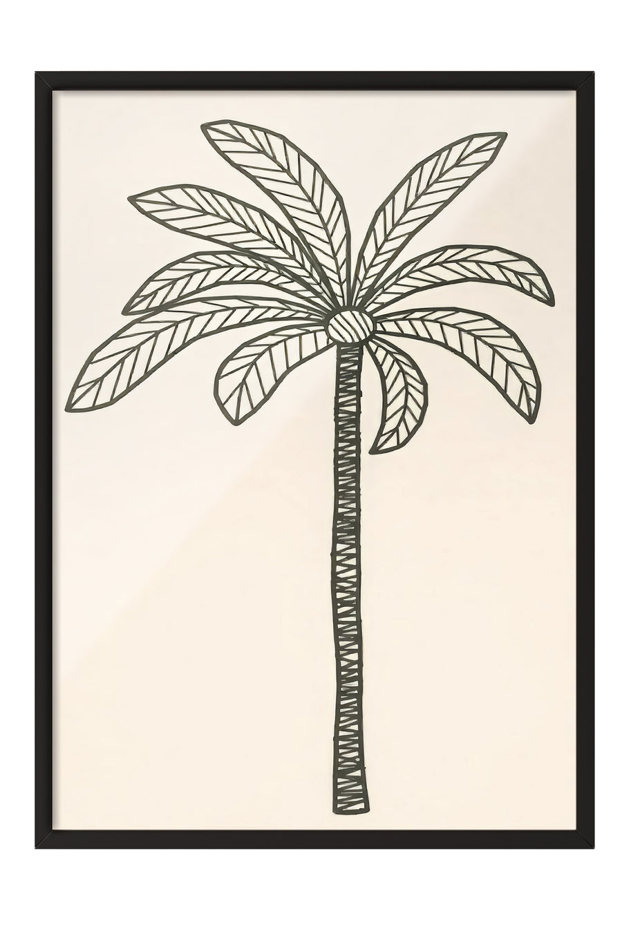Palmiye Ağacı Çizimi Poster Poster – Siyah Çerçeveli Tablo