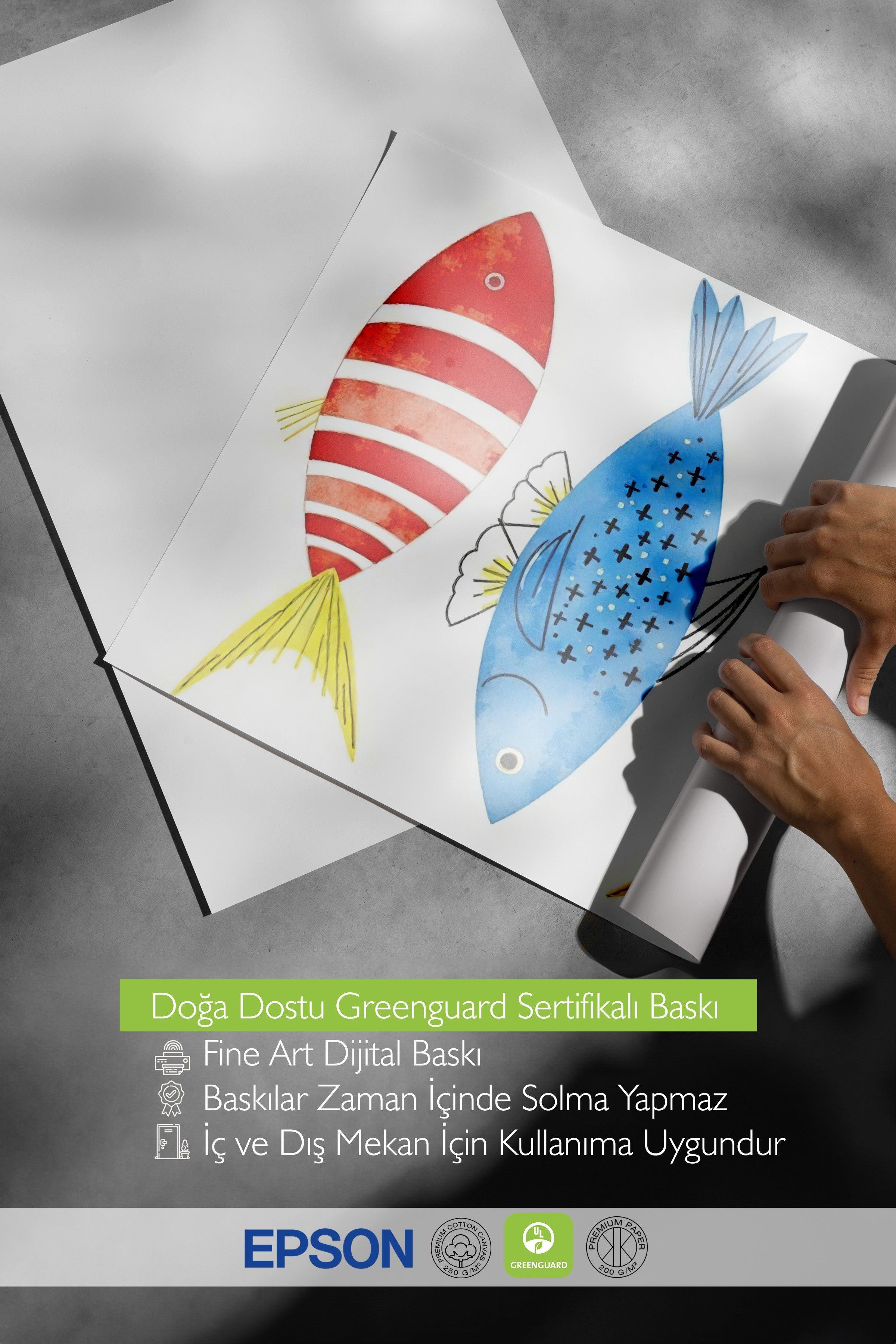 Siyah Çerçeveli Poster, Renkli Balıklar, İllüstrasyon, Renkli Renk Poster, 2025 Yaz Seçkisi, NO:109647