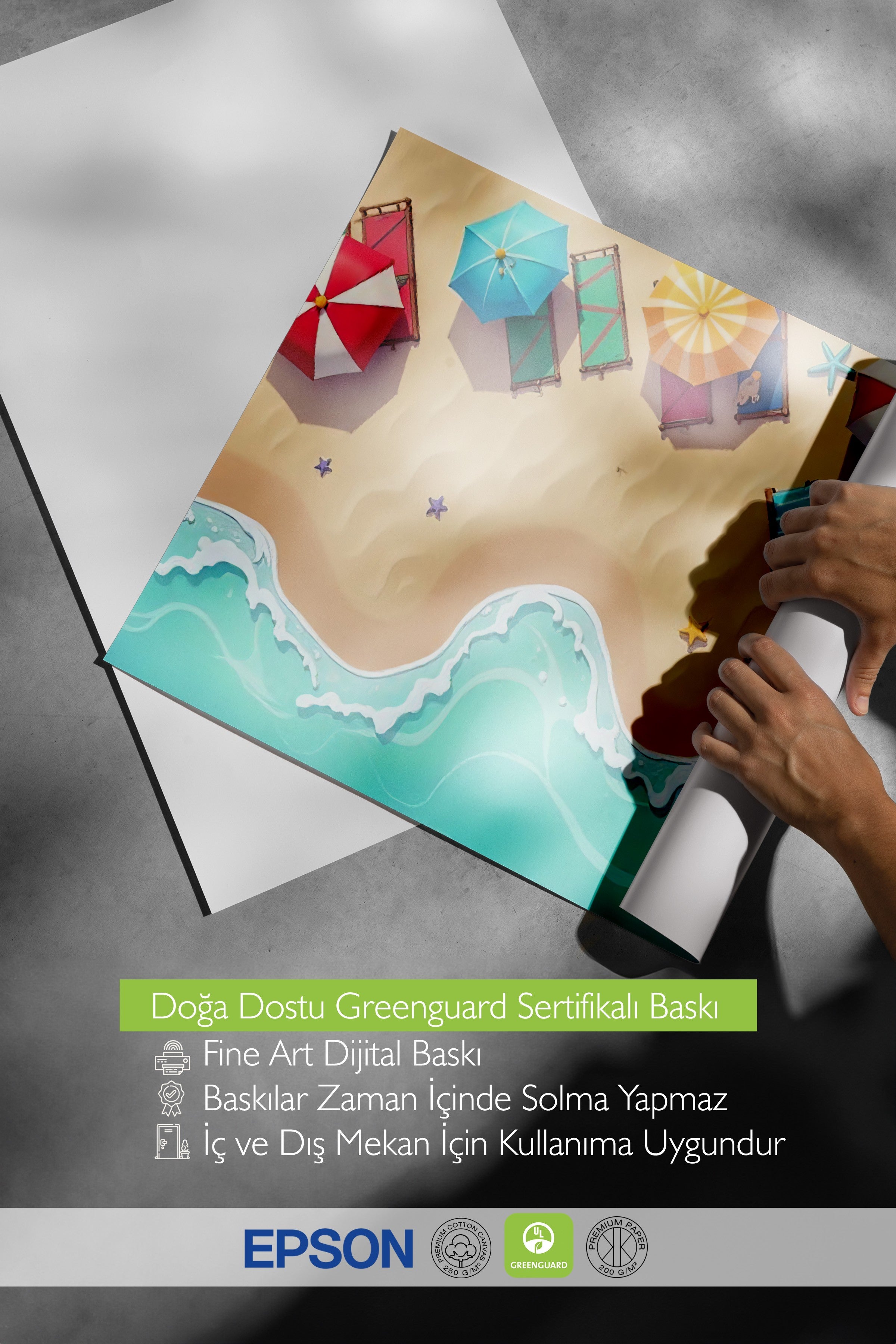 Siyah Çerçeveli Poster, Sahil, İllüstrasyon, Maximalist, Renkli Renk Poster, 2025 Yaz Seçkisi, NO:109640