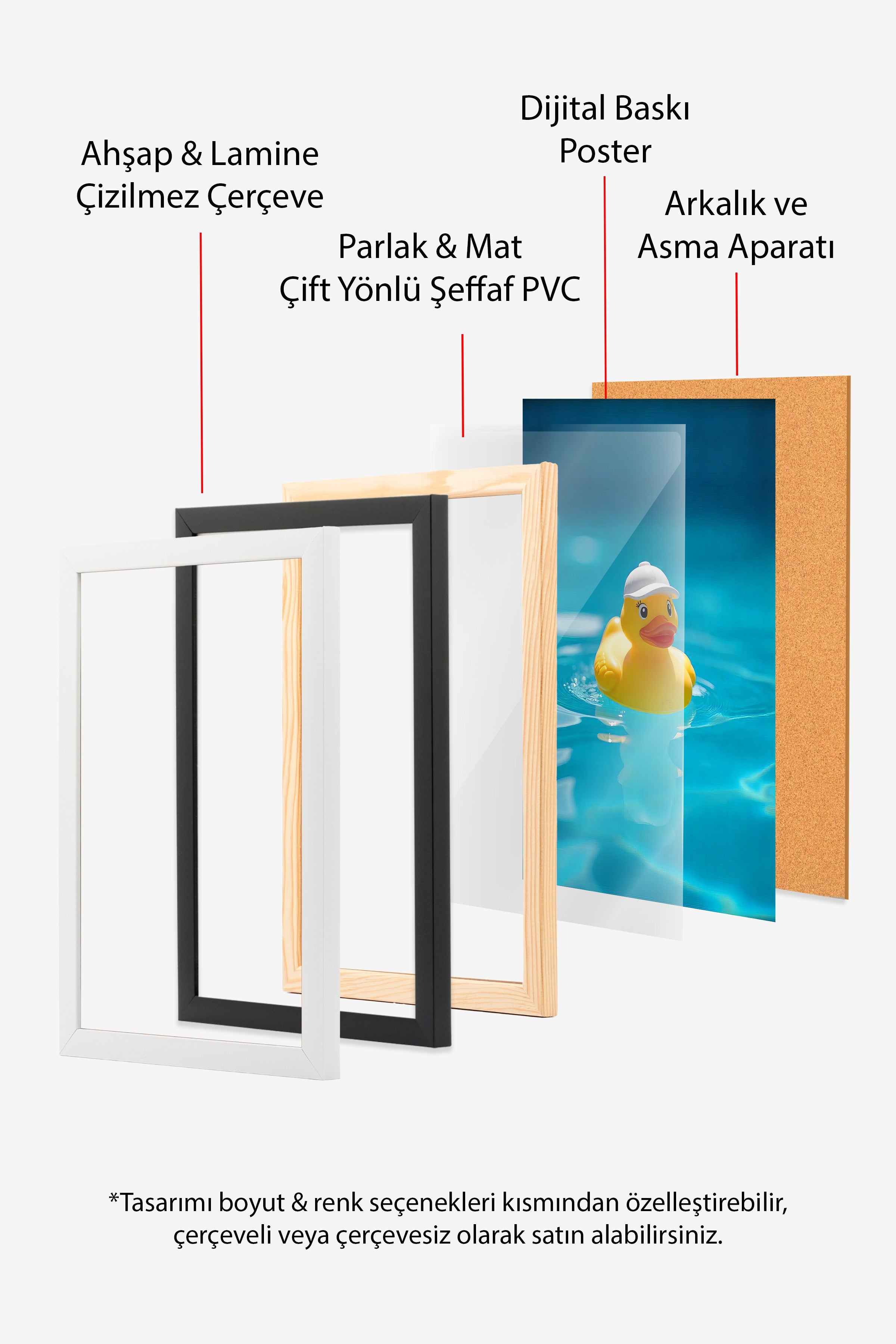 Siyah Çerçeveli Poster, Sarı Ördek, Fotoğraf, Sarı Renk Poster, 2025 Yaz Seçkisi, NO:109615