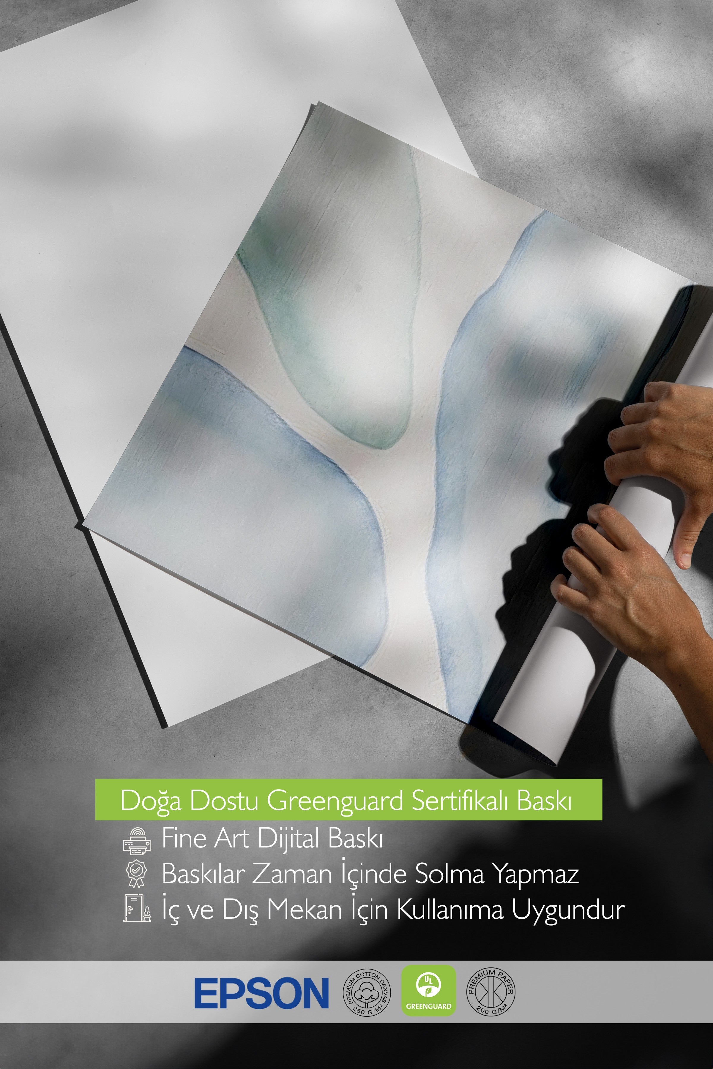 Siyah Çerçeveli Poster, Soyut Daireler - 2, Yağlı Boya, Mavi Renk Poster, 2025 Yaz Seçkisi, NO:109672
