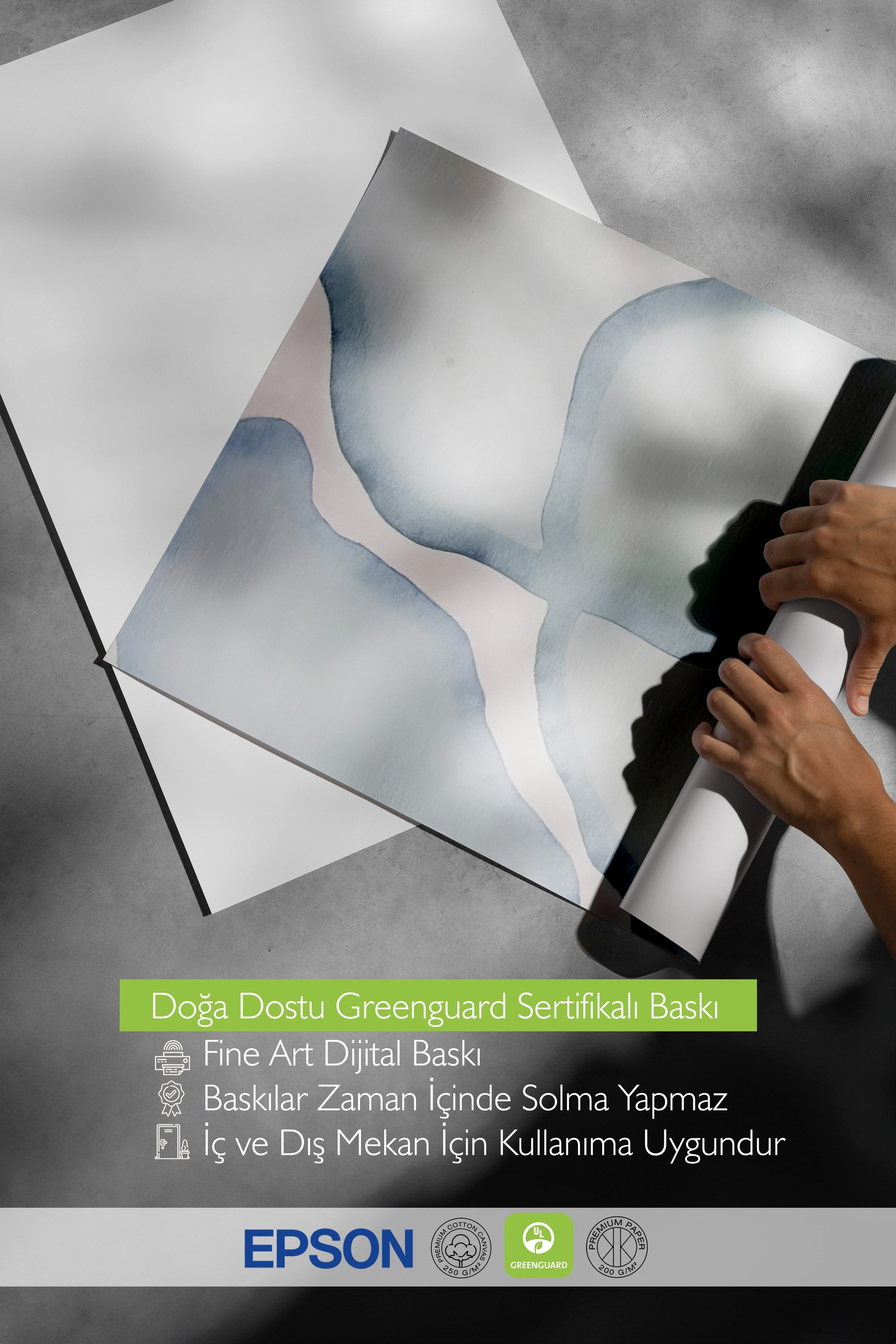 Siyah Çerçeveli Poster, Soyut Daireler - 3, Yağlı Boya, Mavi Renk Poster, 2025 Yaz Seçkisi, NO:109673