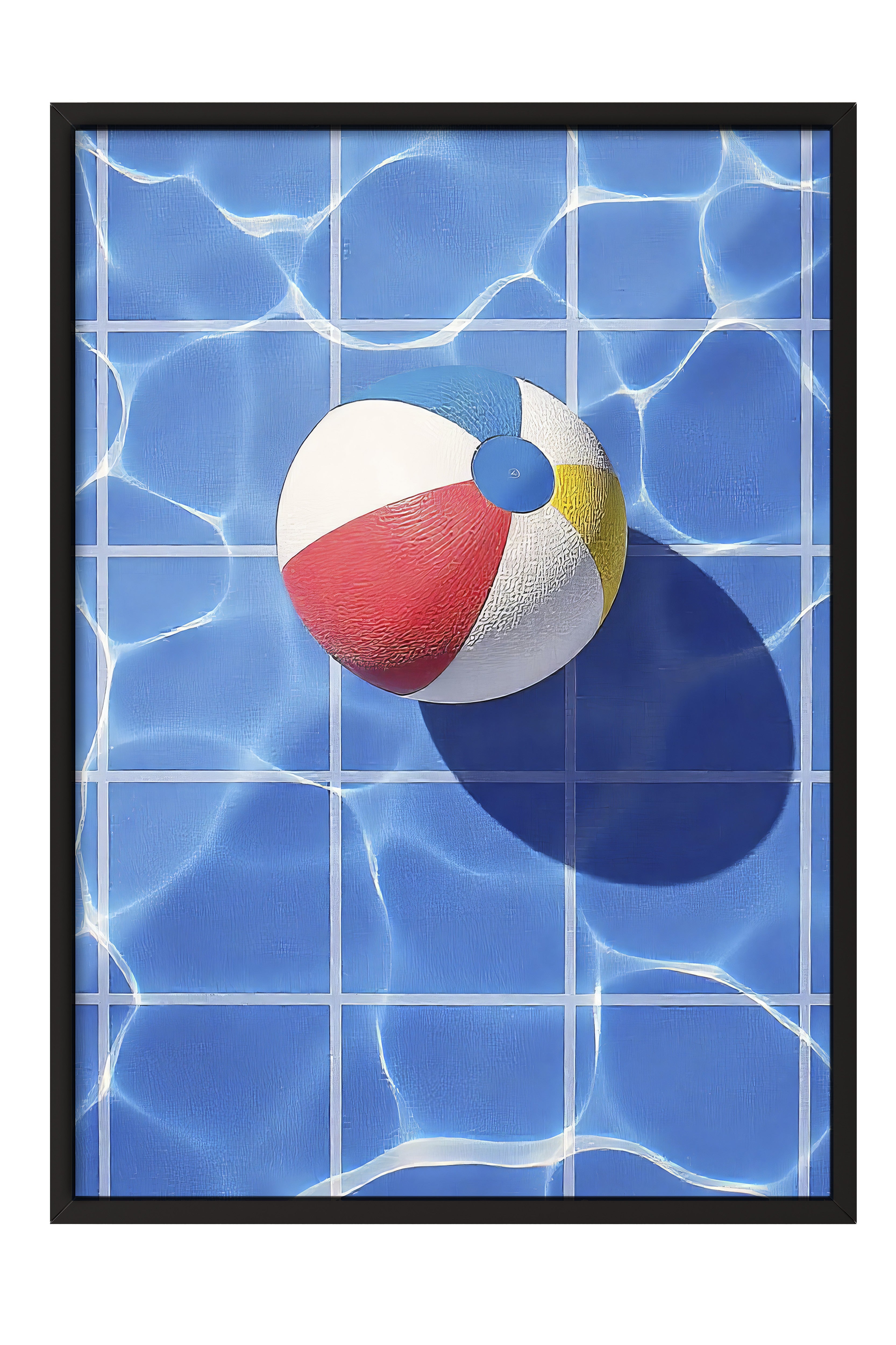 Siyah Çerçeveli Poster Tablo, Havuzdaki Top, Fotoğraf, Mavi Renk Poster, 2025 Yaz Seçkisi, NO:109481