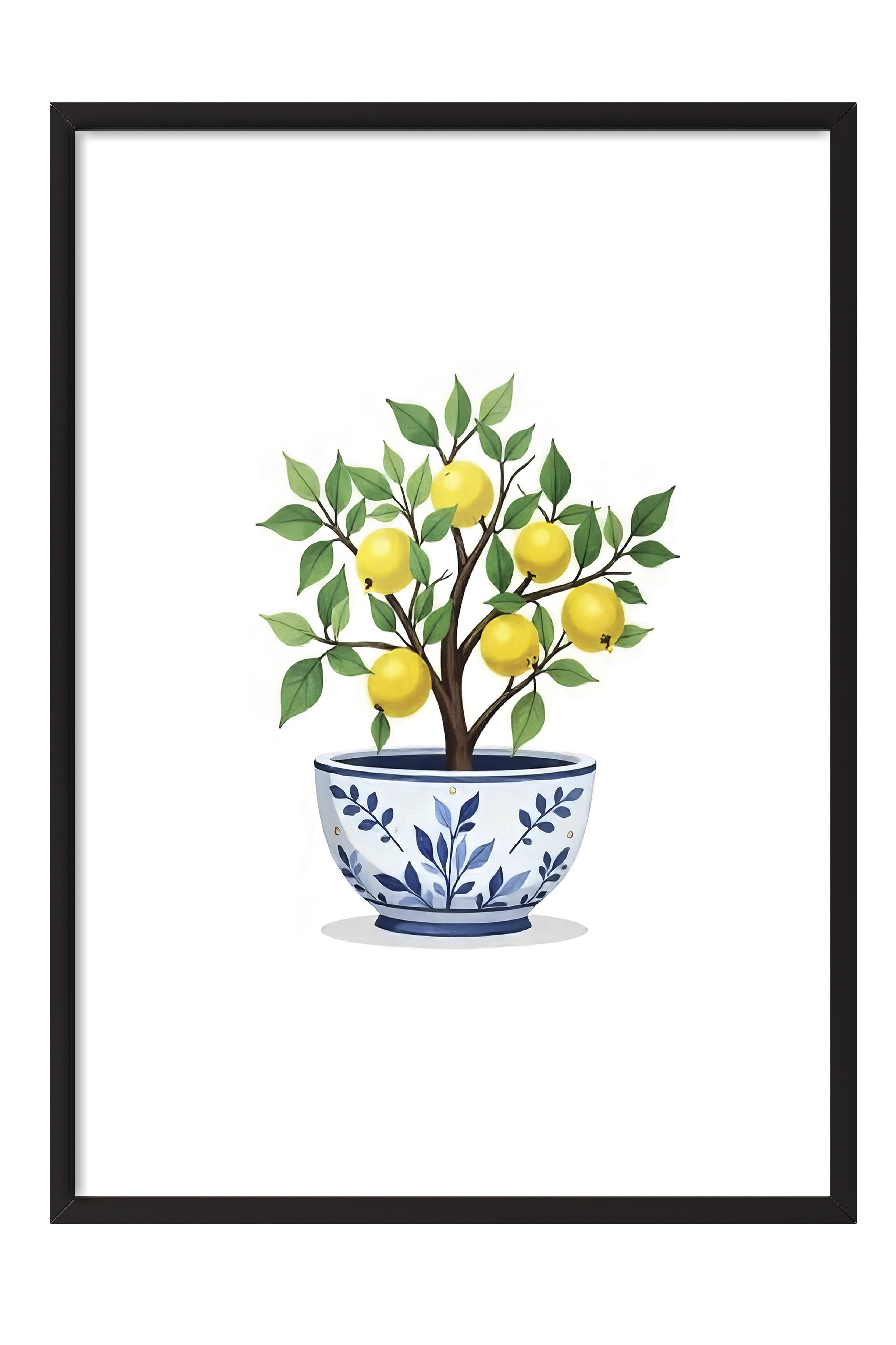 Siyah Çerçeveli Poster Tablo, Limon Ağacı, İllüstrasyon, Sarı Renk Poster, 2025 Yaz Seçkisi, NO:109499
