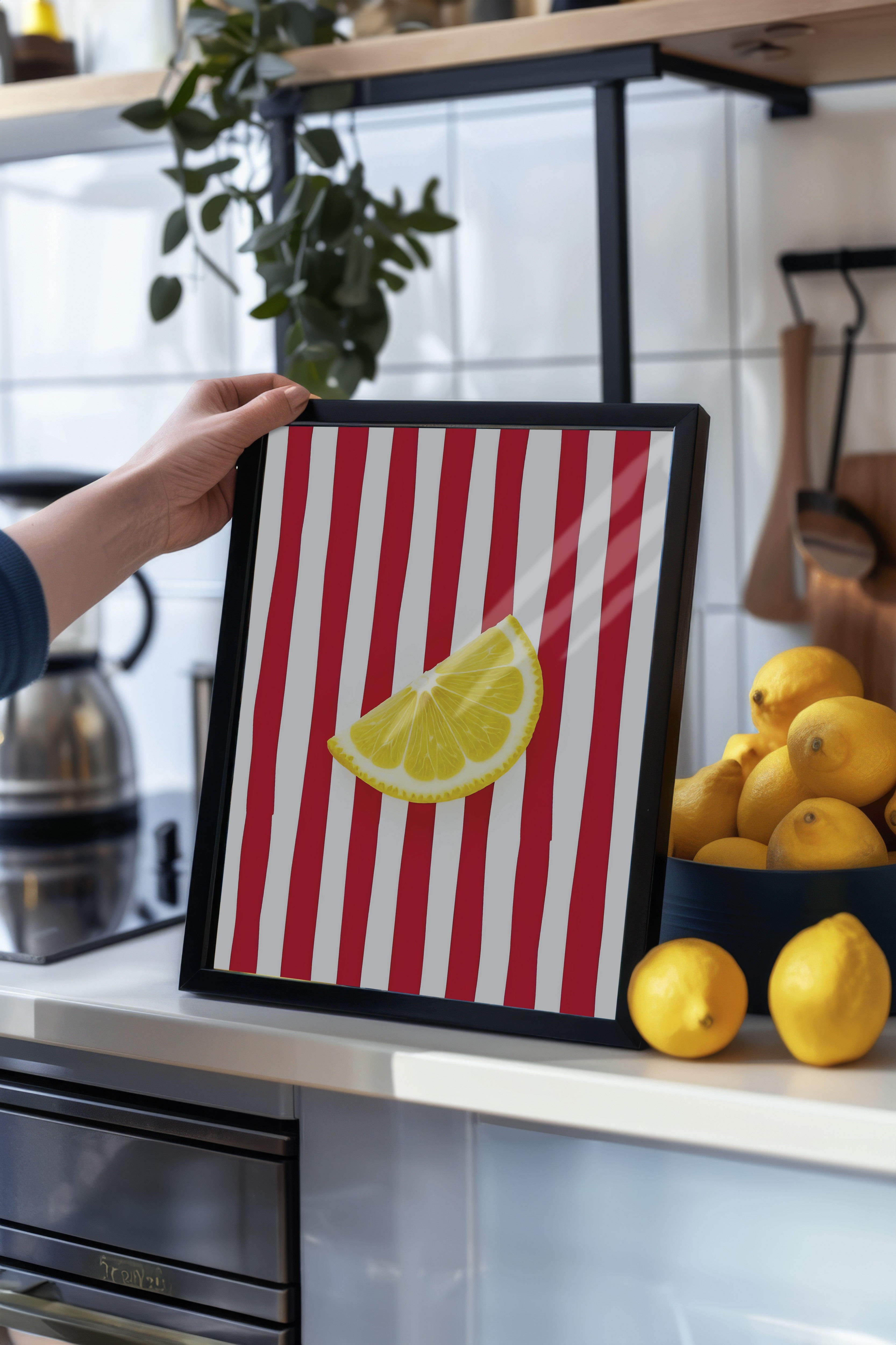 Siyah Çerçeveli Poster Tablo, Limon Dilimi, İllüstrasyon, Maximalist, Sarı Renk Poster, 2025 Yaz Seçkisi, NO:109498