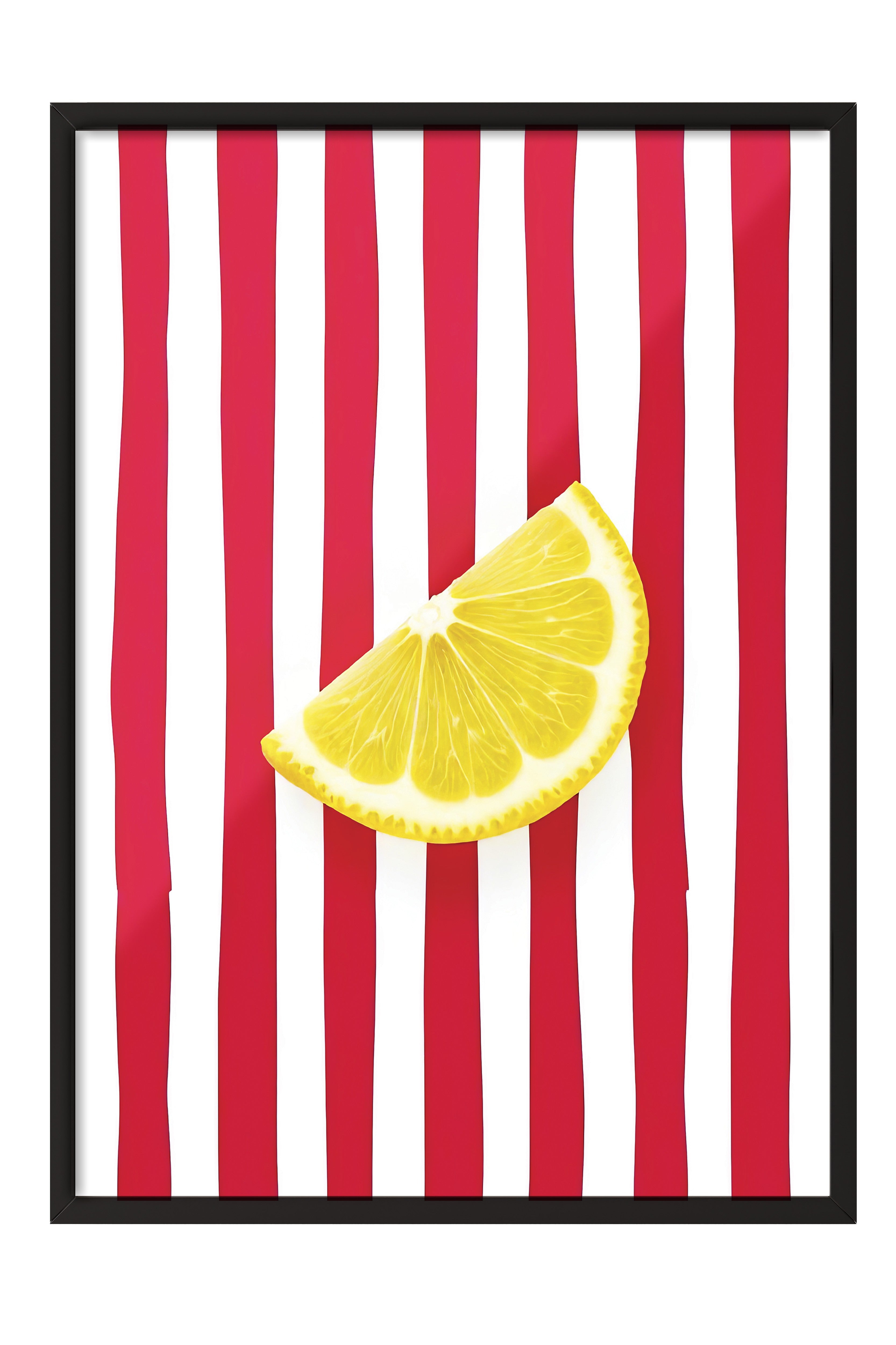 Siyah Çerçeveli Poster Tablo, Limon Dilimi, İllüstrasyon, Maximalist, Sarı Renk Poster, 2025 Yaz Seçkisi, NO:109498