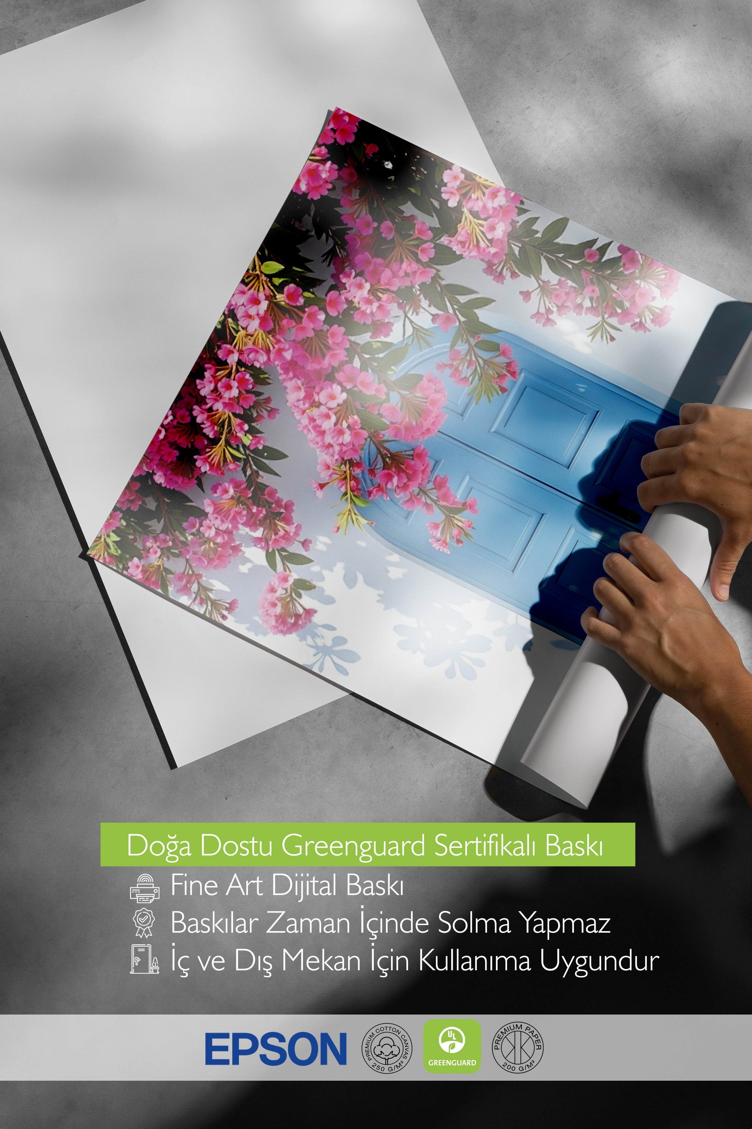 Siyah Çerçeveli Poster Tablo, Mavi Kapı, Fotoğraf, Mavi Renk Poster, 2025 Yaz Seçkisi, NO:109483