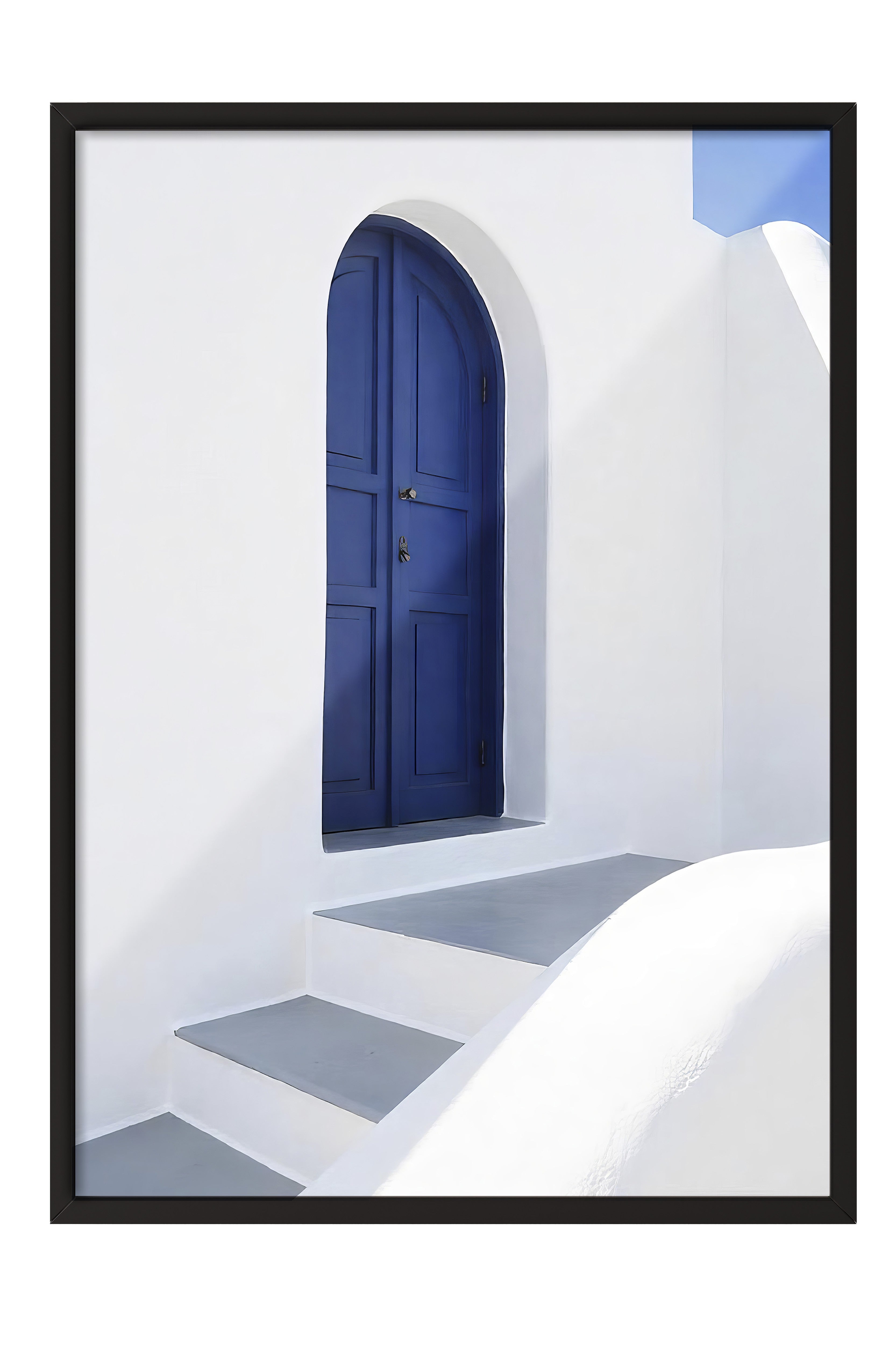 Siyah Çerçeveli Poster Tablo, Mavi Kapı, Fotoğraf, Mavi Renk Poster, 2025 Yaz Seçkisi, NO:109519
