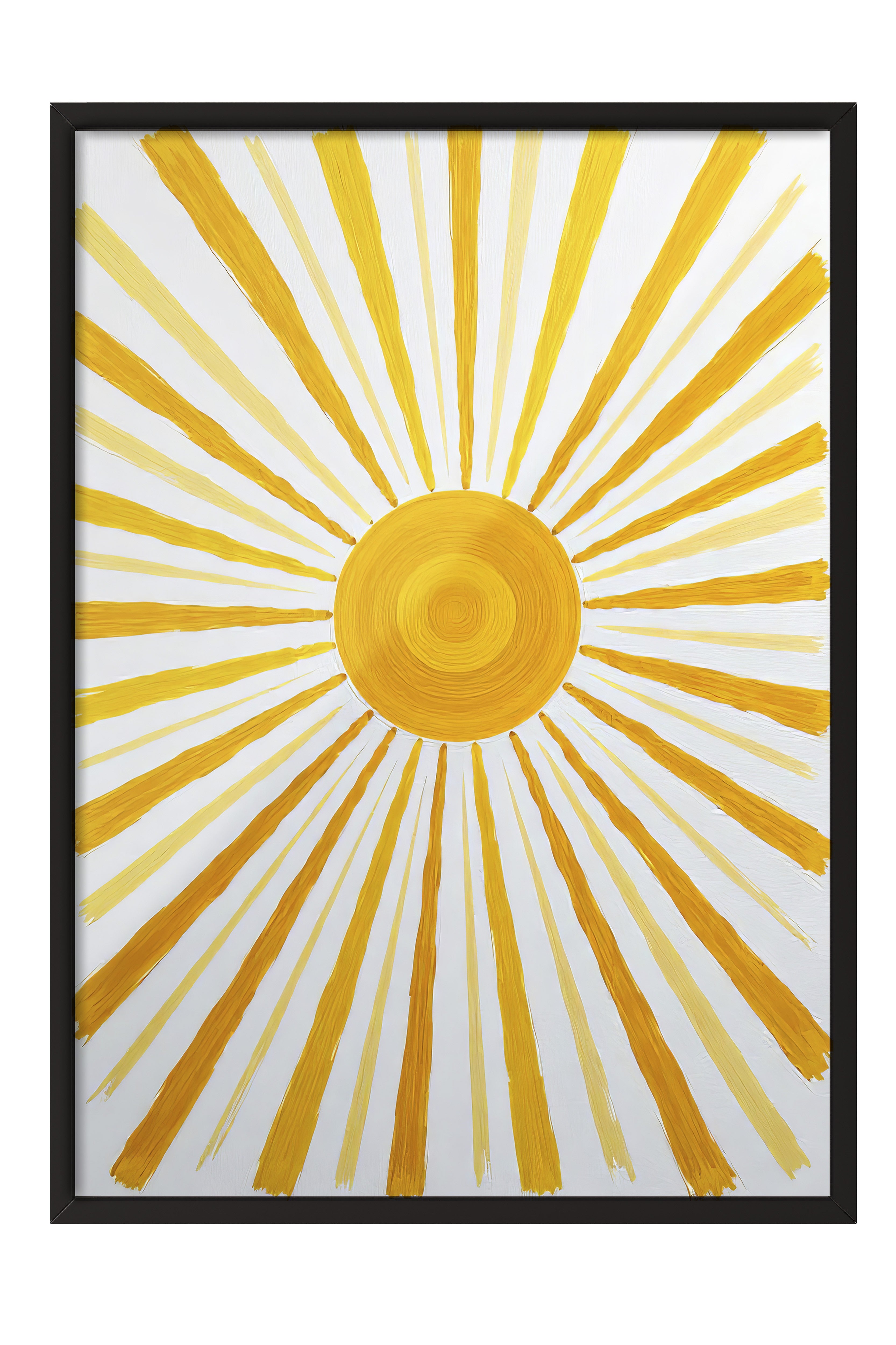 Siyah Çerçeveli Poster Tablo, Parlak Güneş, Yağlı Boya, Sarı Renk Poster, 2025 Yaz Seçkisi, NO:109521