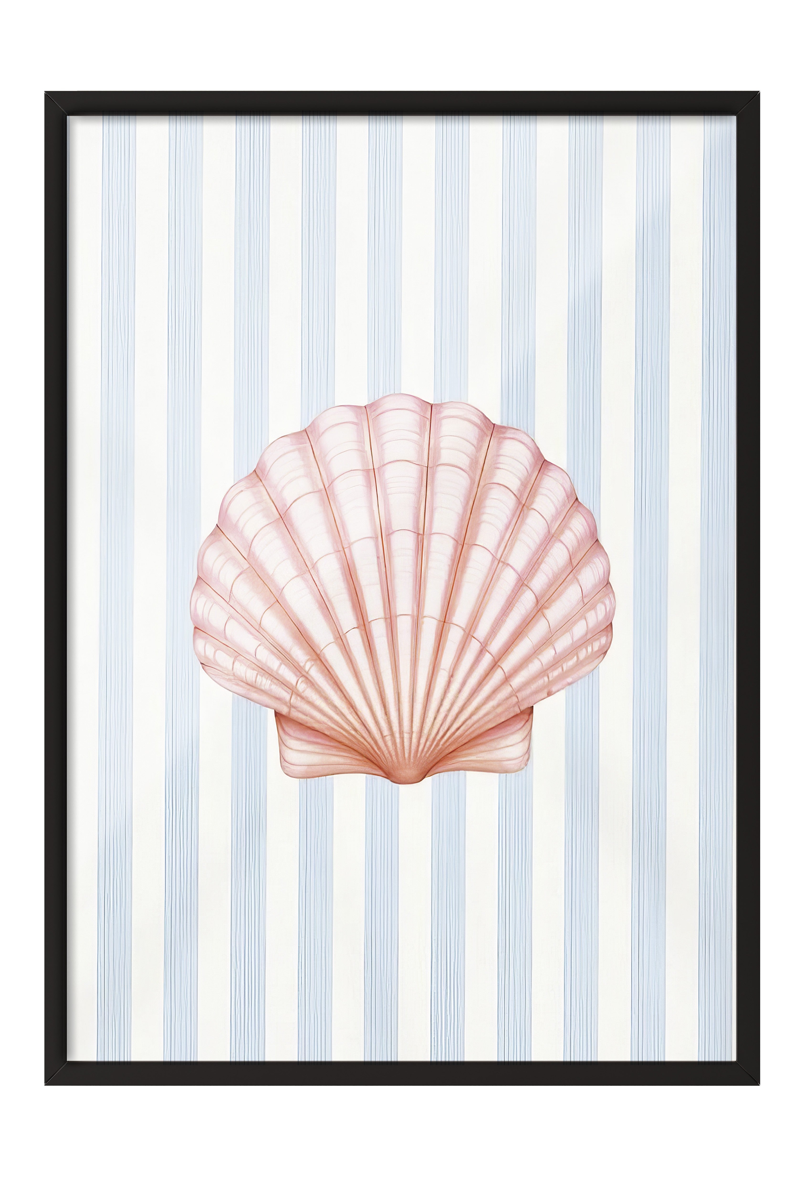Siyah Çerçeveli Poster Tablo, Pembe Deniz Kabuğu, İllüstrasyon, Pembe Renk Poster, 2025 Yaz Seçkisi, NO:109520