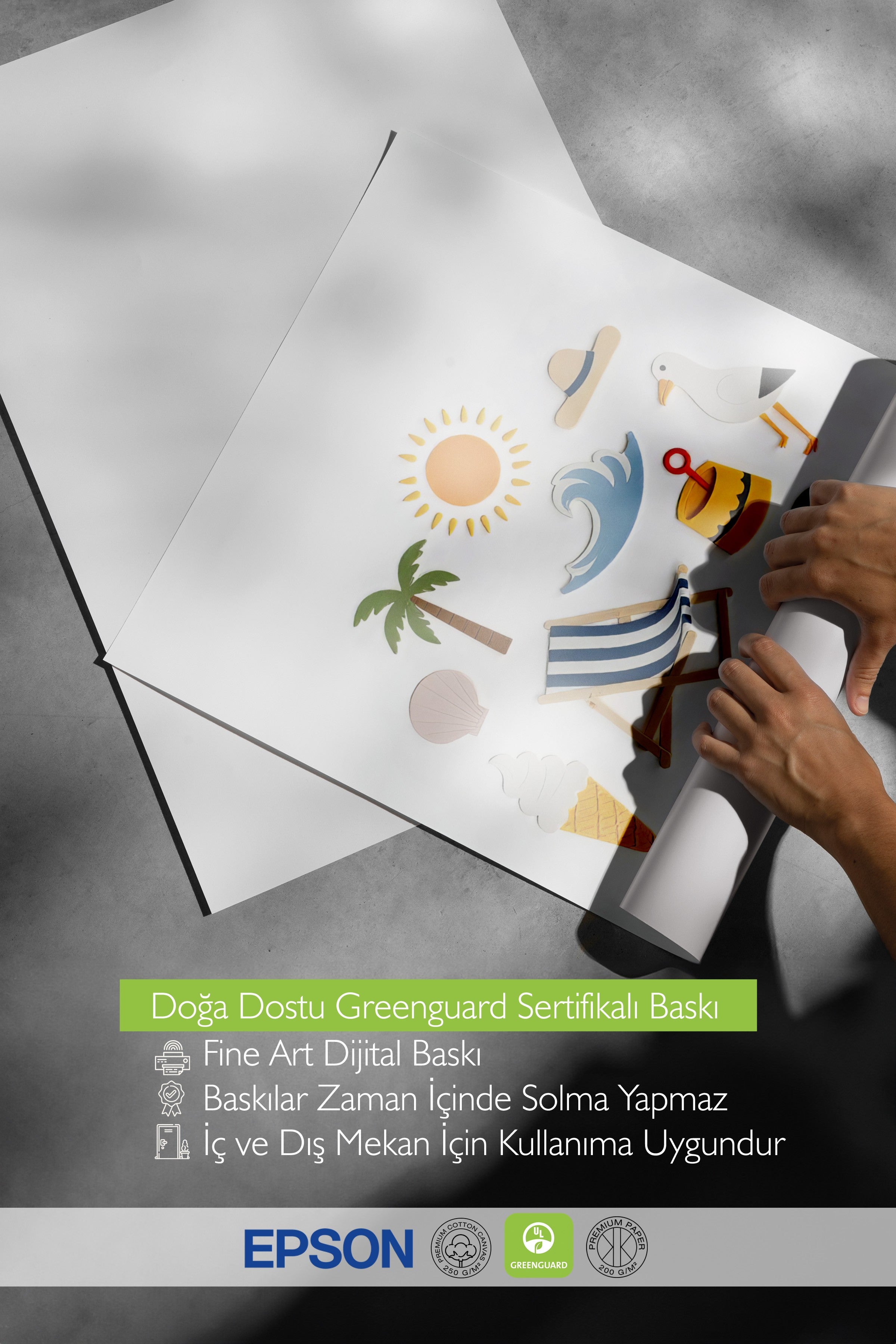 Siyah Çerçeveli Poster Tablo, Plaj Öğeleri, İllüstrasyon, Sarı Renk Poster, 2025 Yaz Seçkisi, NO:109523