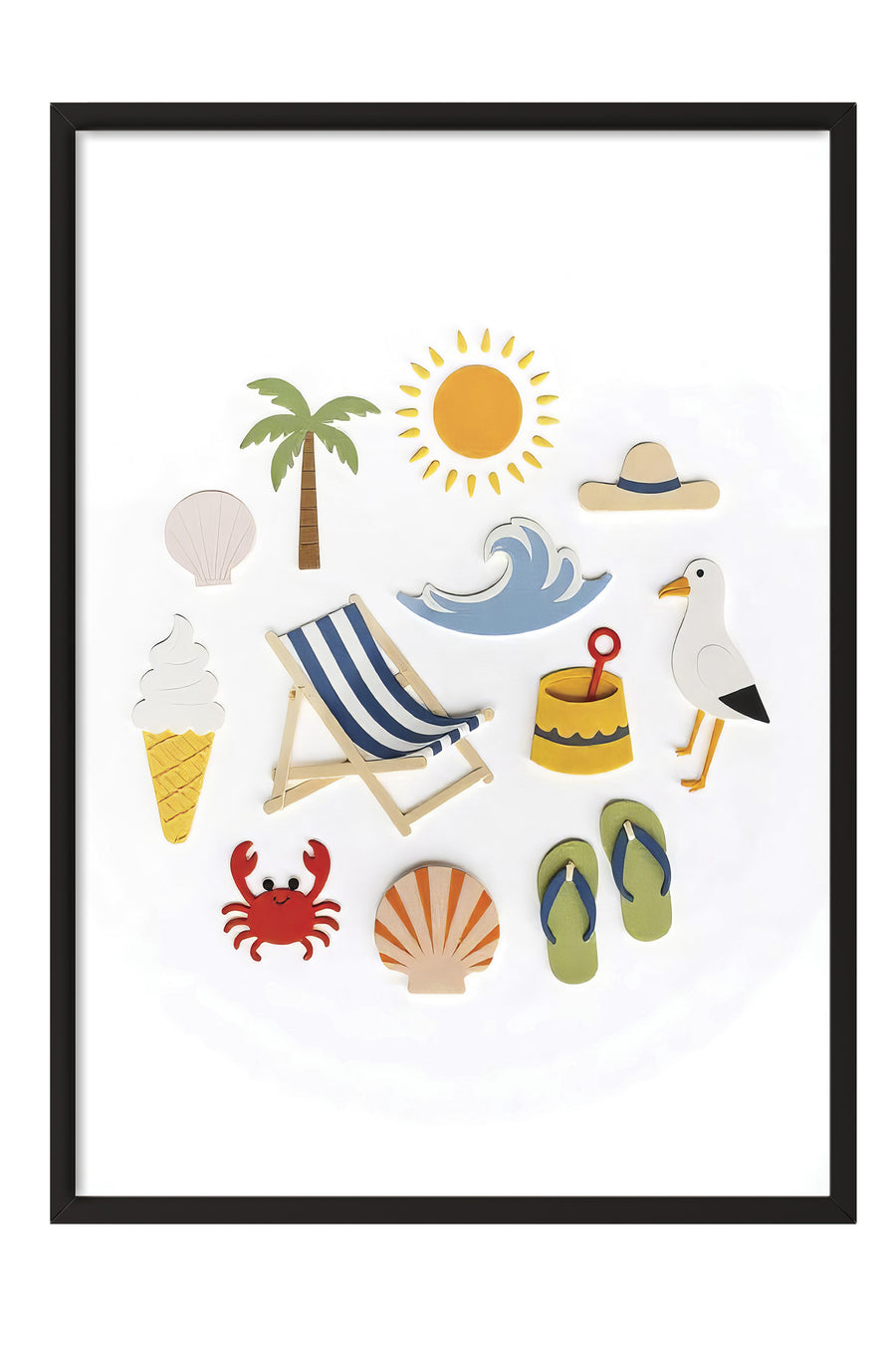 Güzel Yaz Sembolleri Poster Poster – Siyah Çerçeveli Tablo