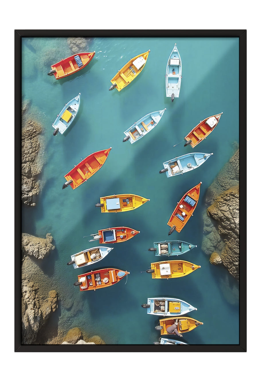 Renkli Tekneler Poster Poster – Siyah Çerçeveli Tablo