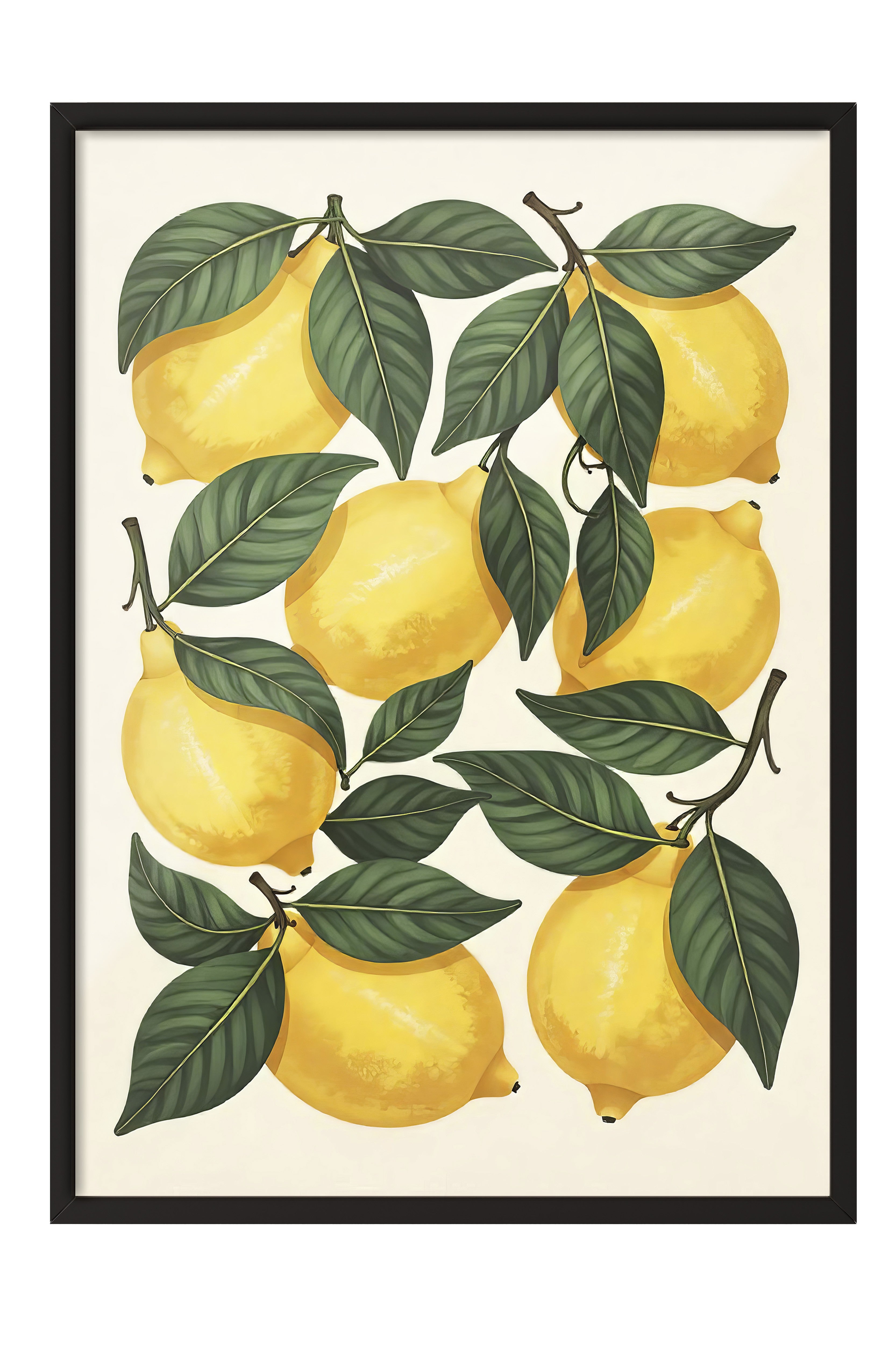 Siyah Çerçeveli Poster Tablo, Sarı Limonlar, İllüstrasyon, Sarı Renk Poster, 2025 Yaz Seçkisi, NO:109497