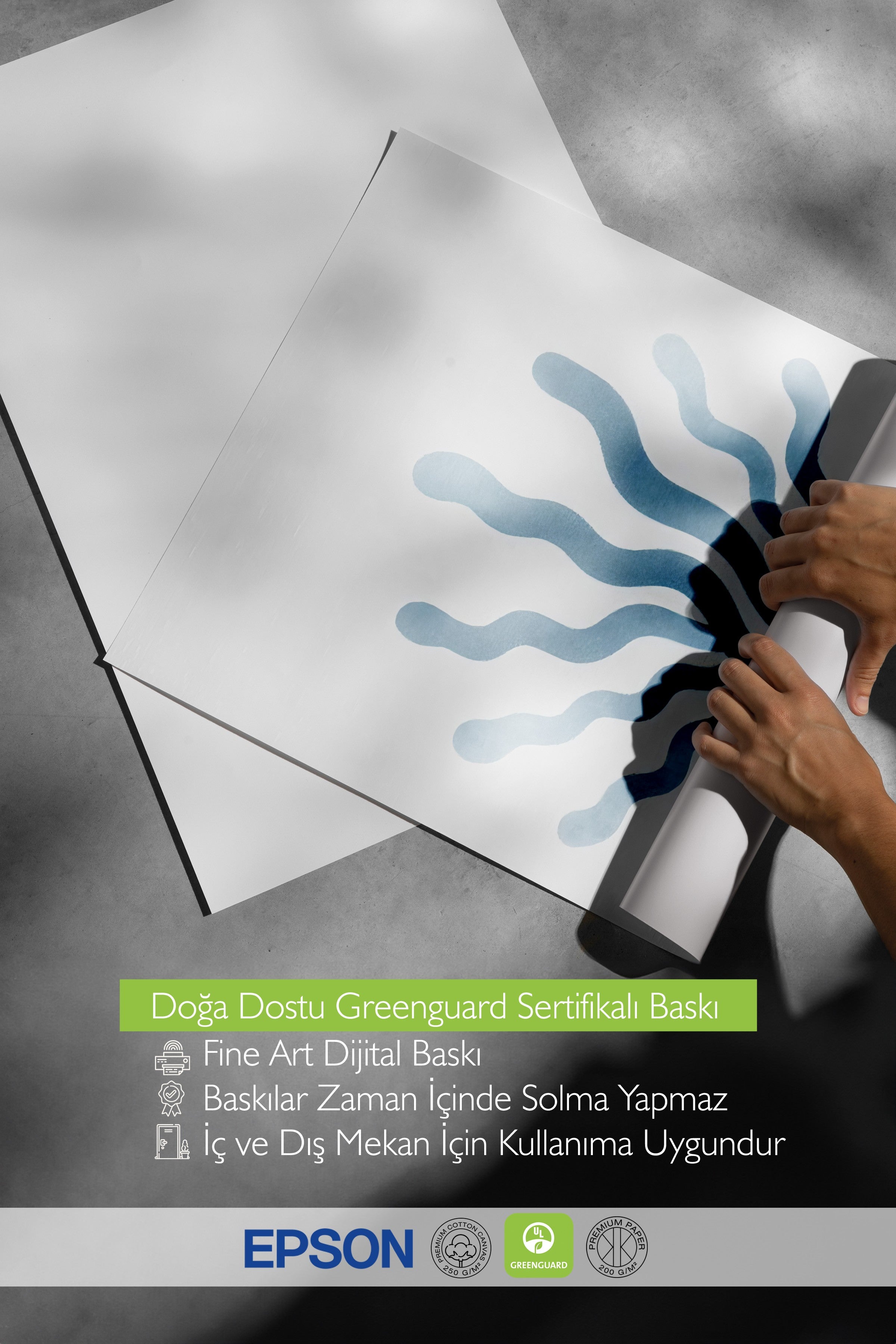 Siyah Çerçeveli Poster, Yosun Büyümesi, İllüstrasyon, Mavi Renk Poster, 2025 Yaz Seçkisi, NO:109665