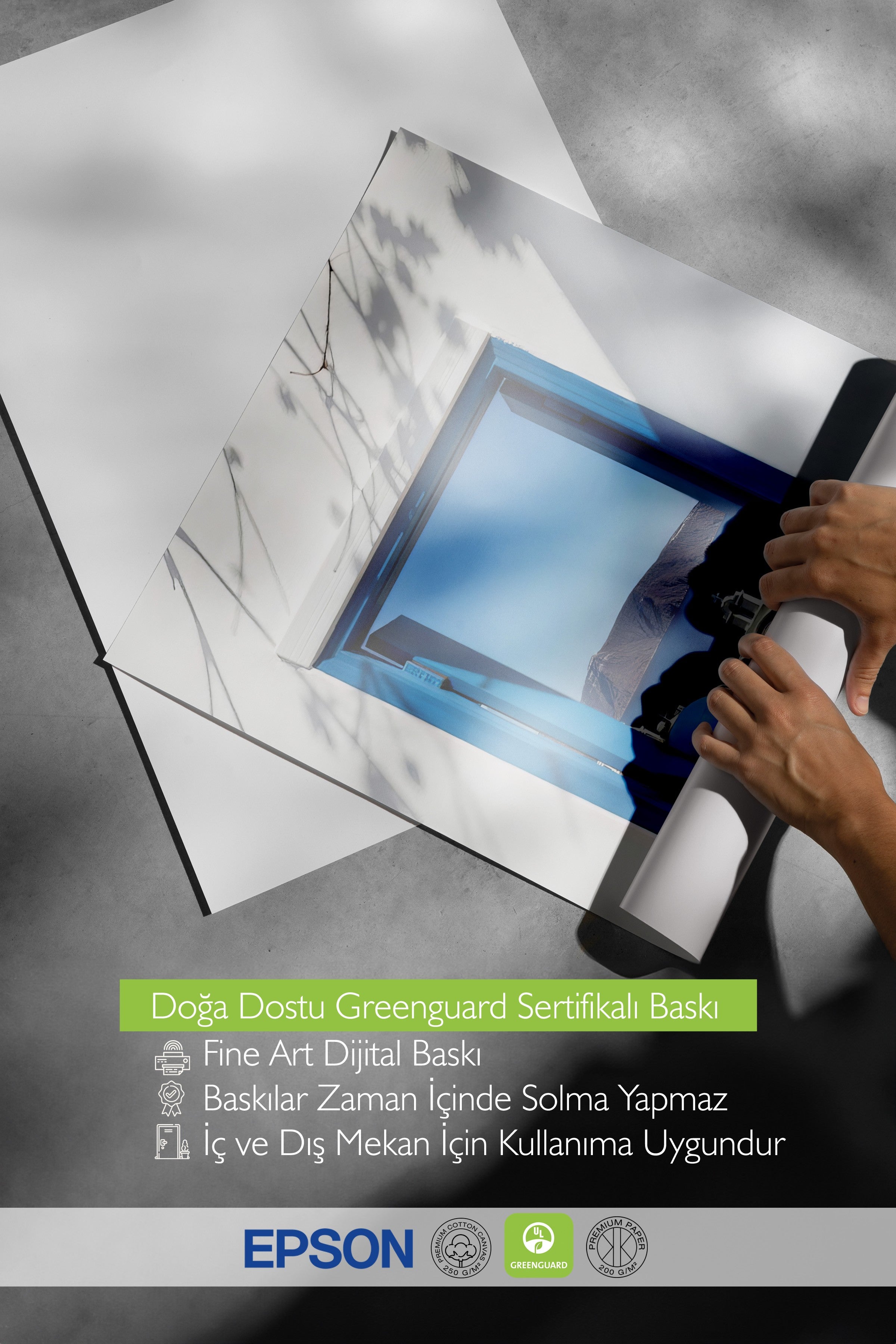Siyah Çerçeveli Poster, Yunan Adasına Bakan Pencere, Fotoğraf, Mavi Renk Poster, 2025 Yaz Seçkisi, NO:109527