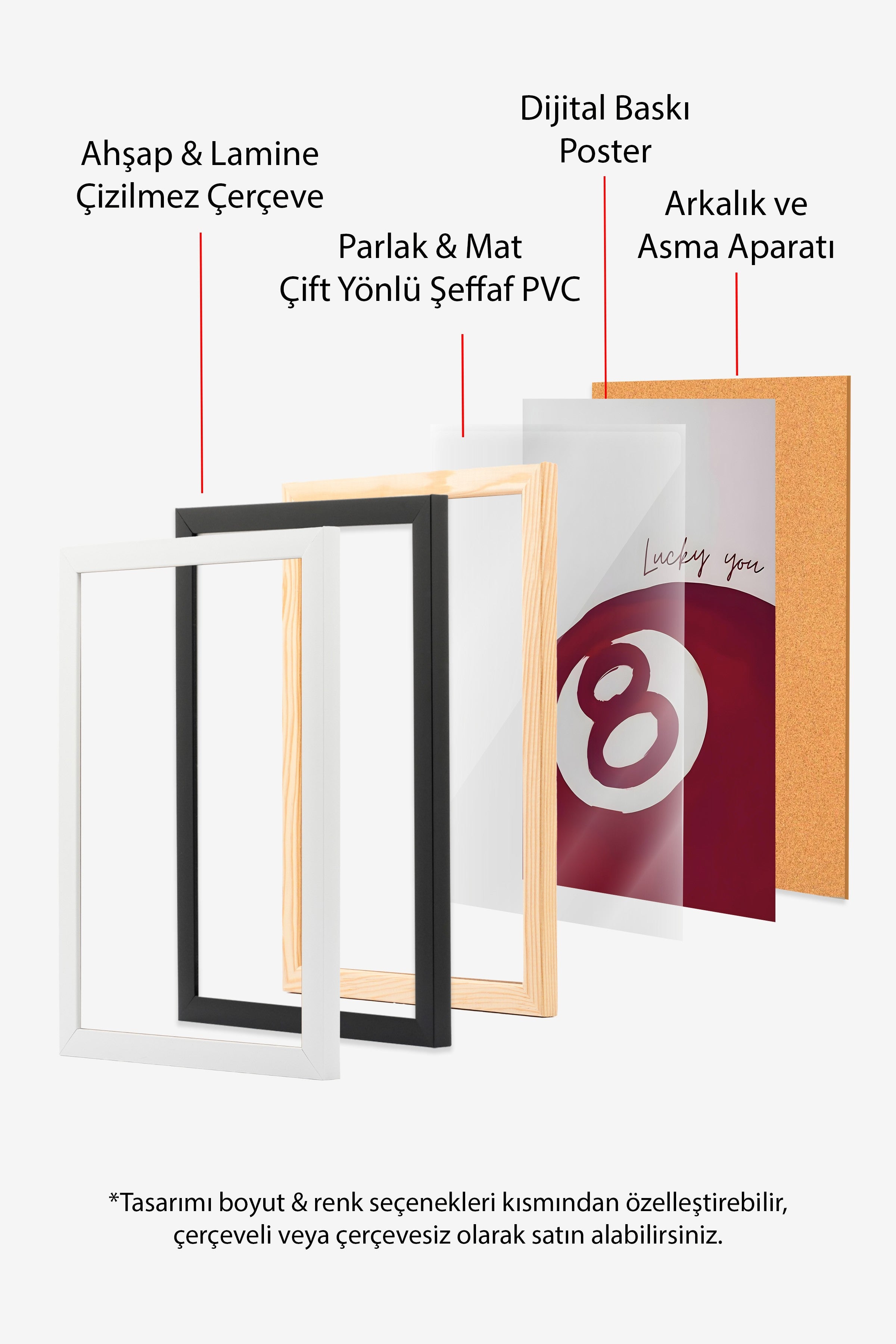 Siyah Çerçeveli Tablo, 8-Ball, Comfort Serisi Poster ve Duvar Tablosu, NO:108949
