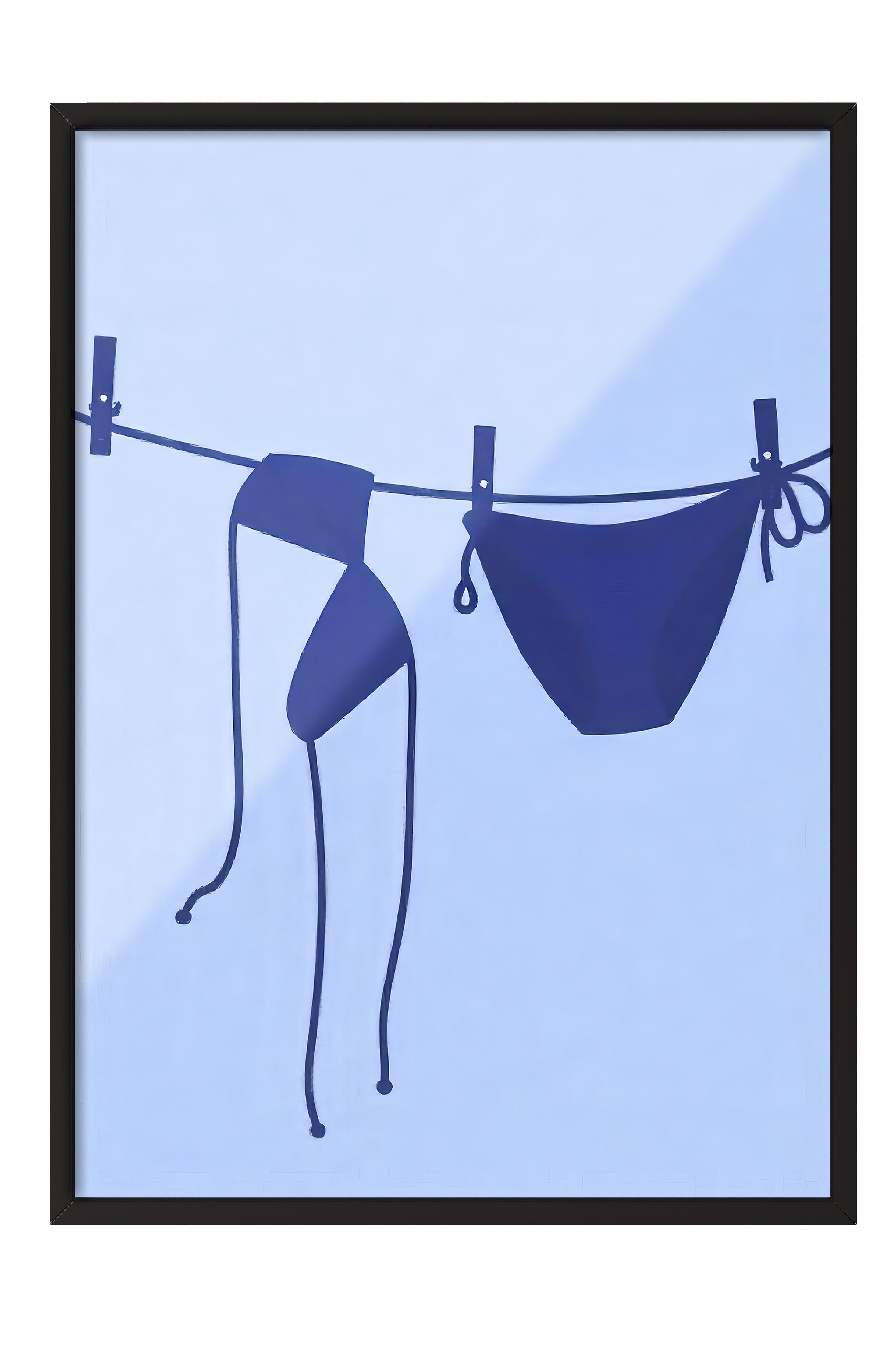 Siyah Çerçeveli Tablo, Bikiniler, İllüstrasyon, Mavi Renk Poster, 2025 Yaz Seçkisi, NO:109734