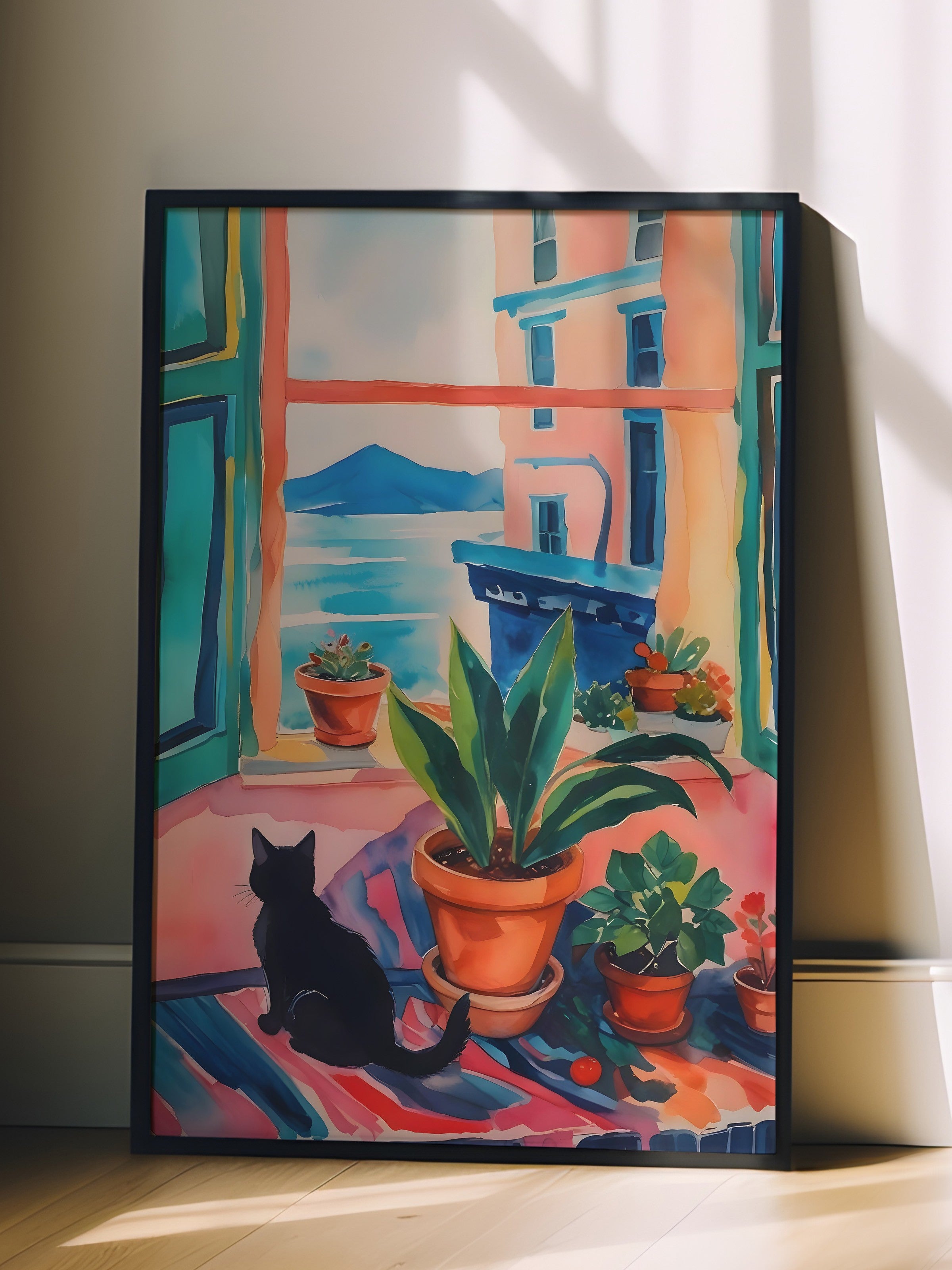 Siyah Çerçeveli Tablo, Black Cat  , Comfort Serisi Poster ve  Duvar Tablosu, NO:108963
