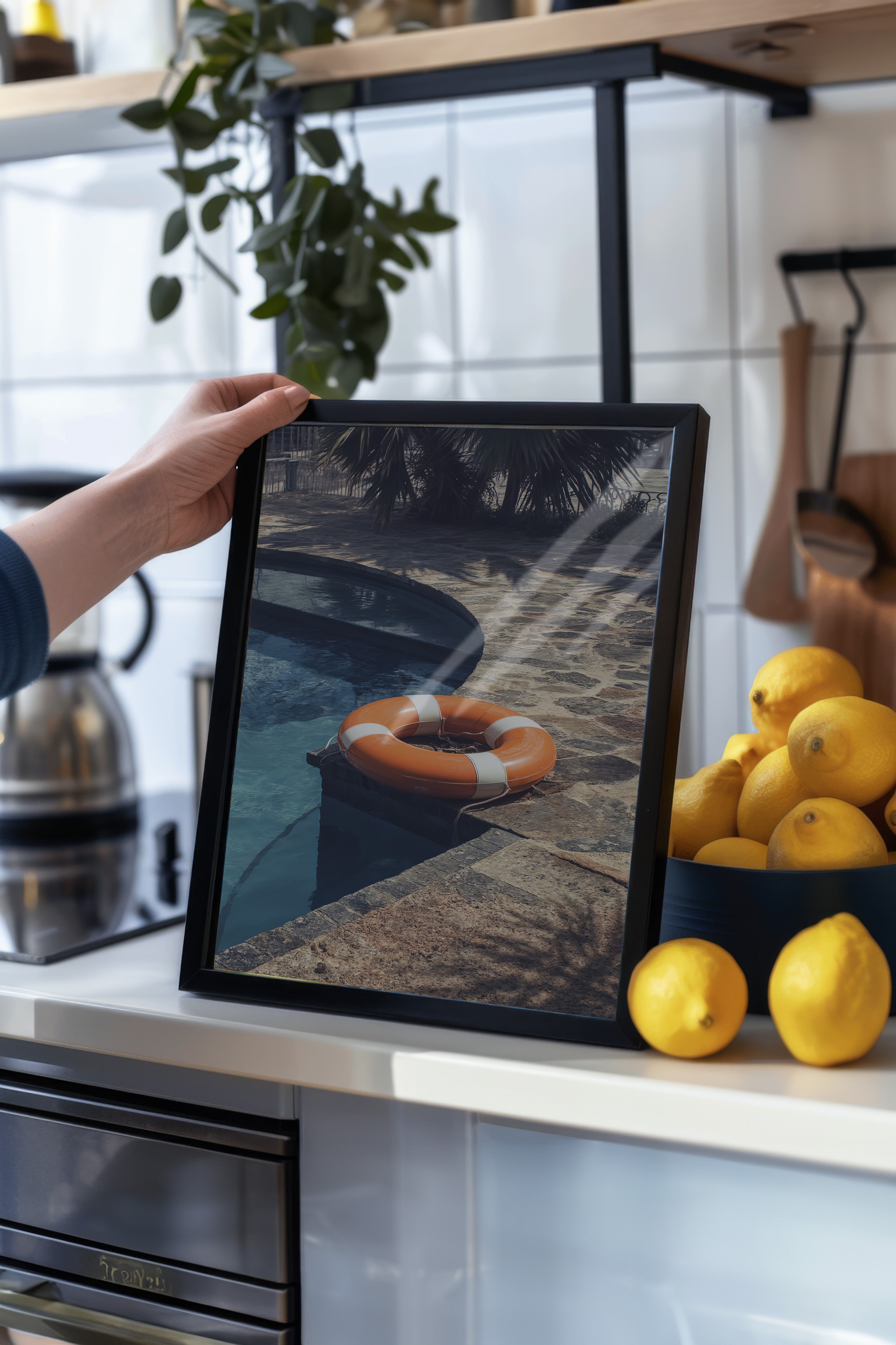 Siyah Çerçeveli Tablo, Can Yeleği, Fotoğraf, Turuncu Renk Poster, 2025 Yaz Seçkisi, NO:109737