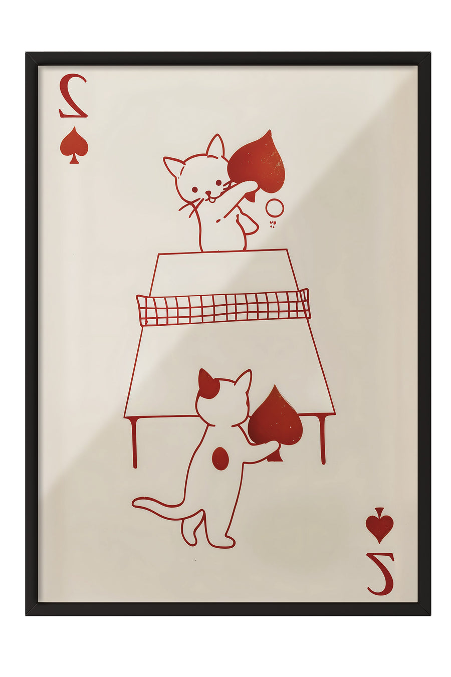Siyah Çerçeveli Tablo, Cats Playing Card, Comfort Serisi Poster ve Duvar Tablosu, NO:108937