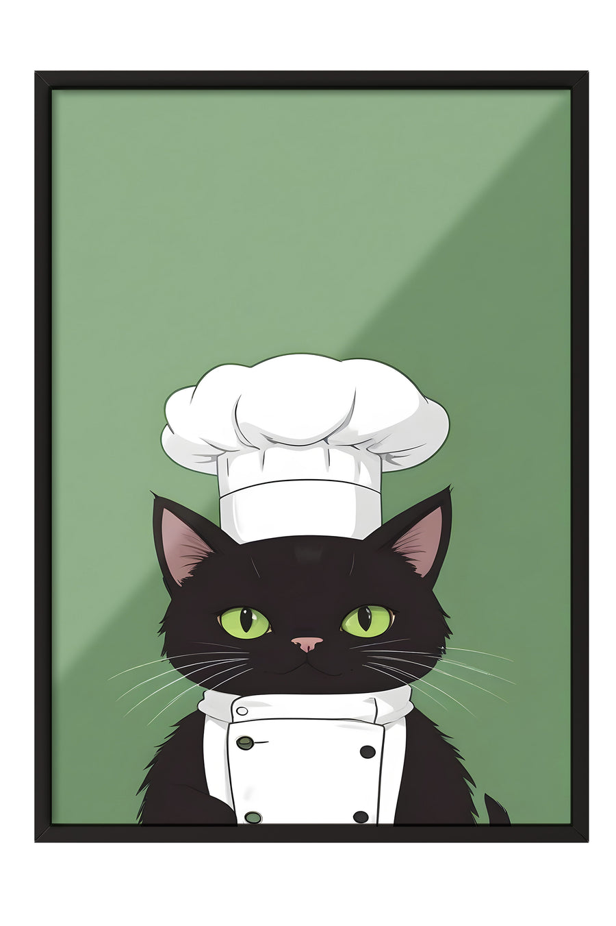 Siyah Çerçeveli Tablo, Chef Cat, Comfort Serisi Mutfak Duvar Tablosu, NO:109147