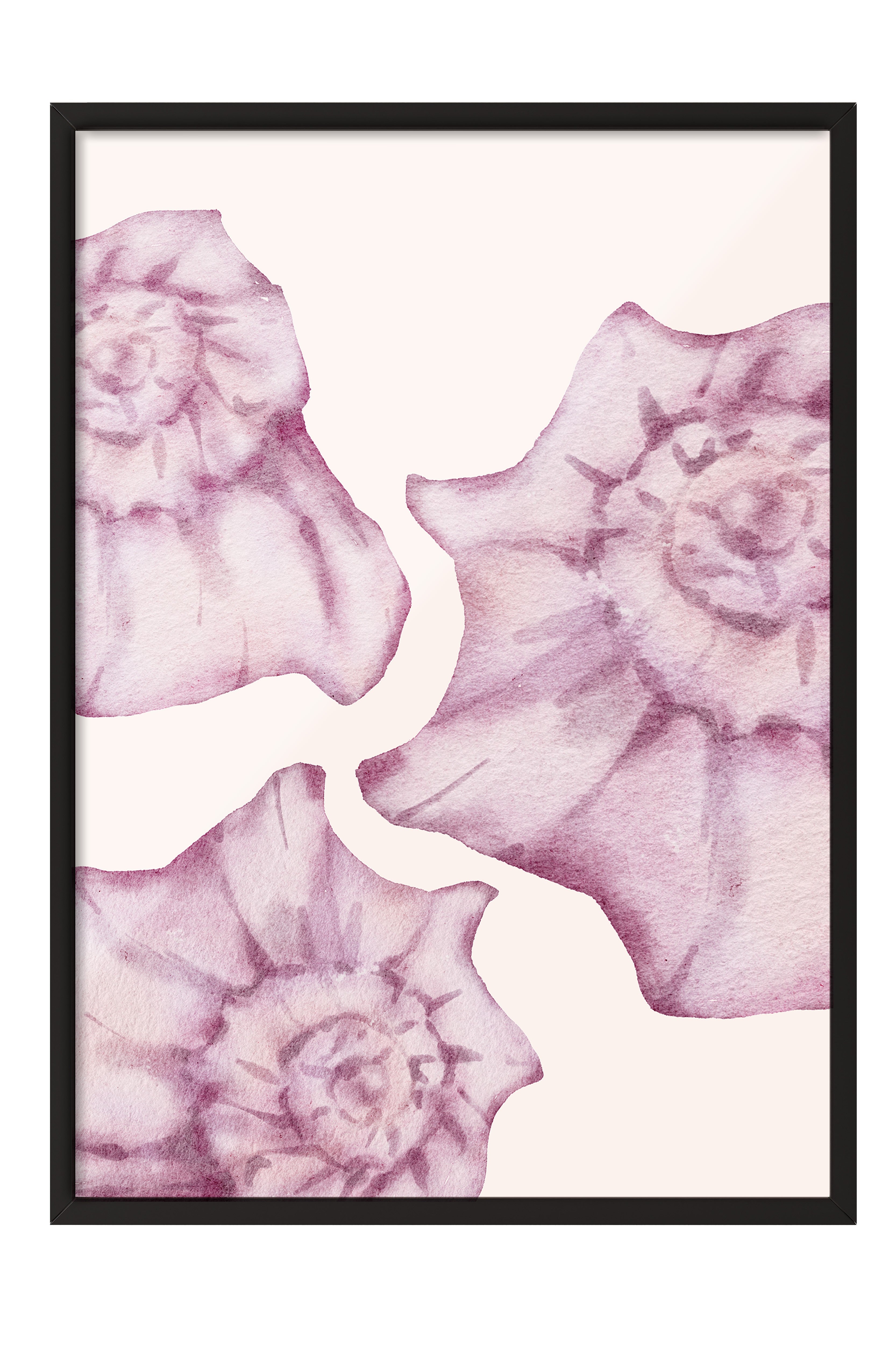 Siyah Çerçeveli Tablo, Çiçekler, sulu boya, Botanical, Pastel Tonlar, Pembe Renk Poster, 2025 Yaz Seçkisi, NO:109856