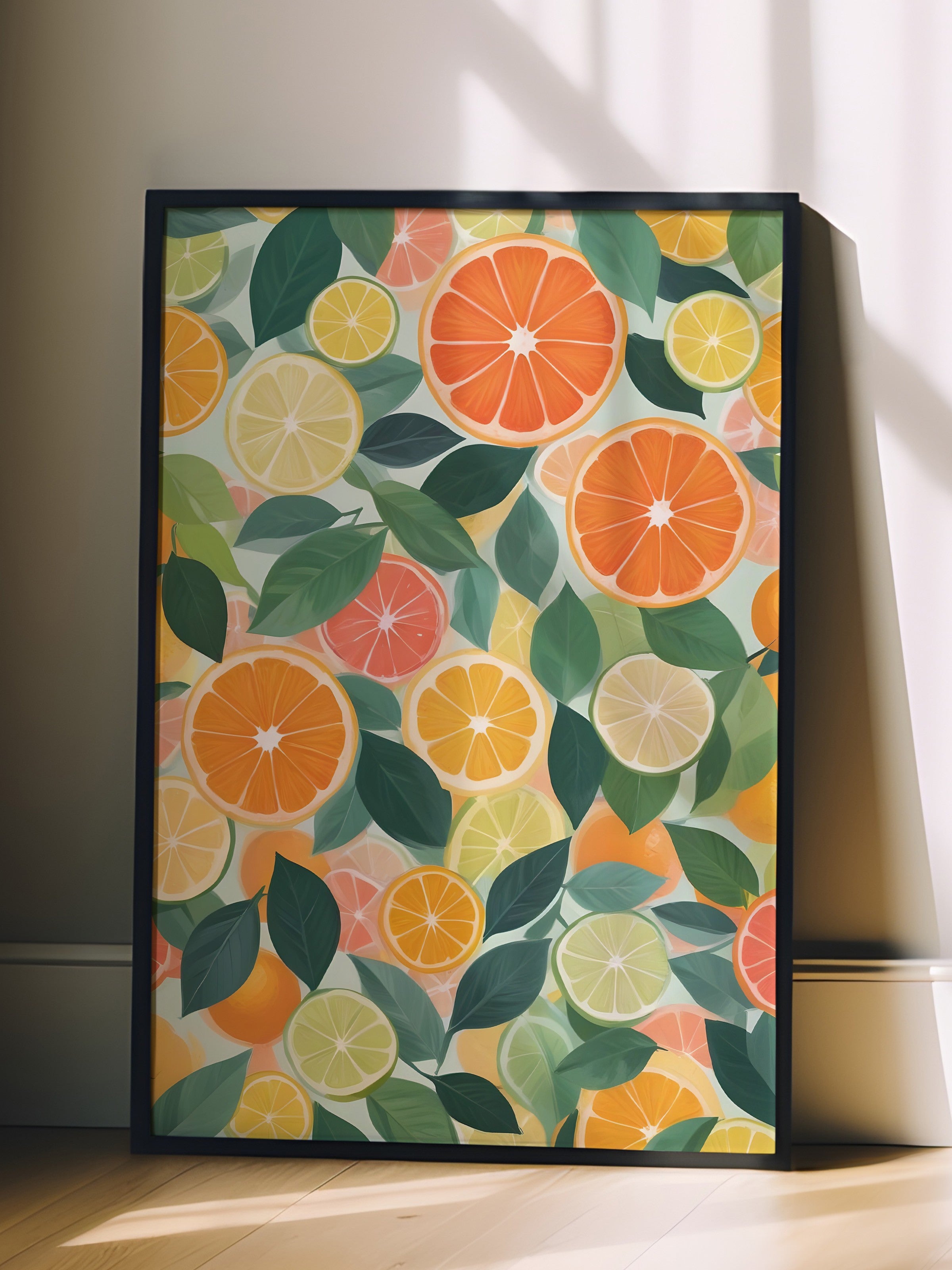 Siyah Çerçeveli Tablo, Citrus Fruits, Comfort Serisi Mutfak Duvar Tablosu, NO:109127