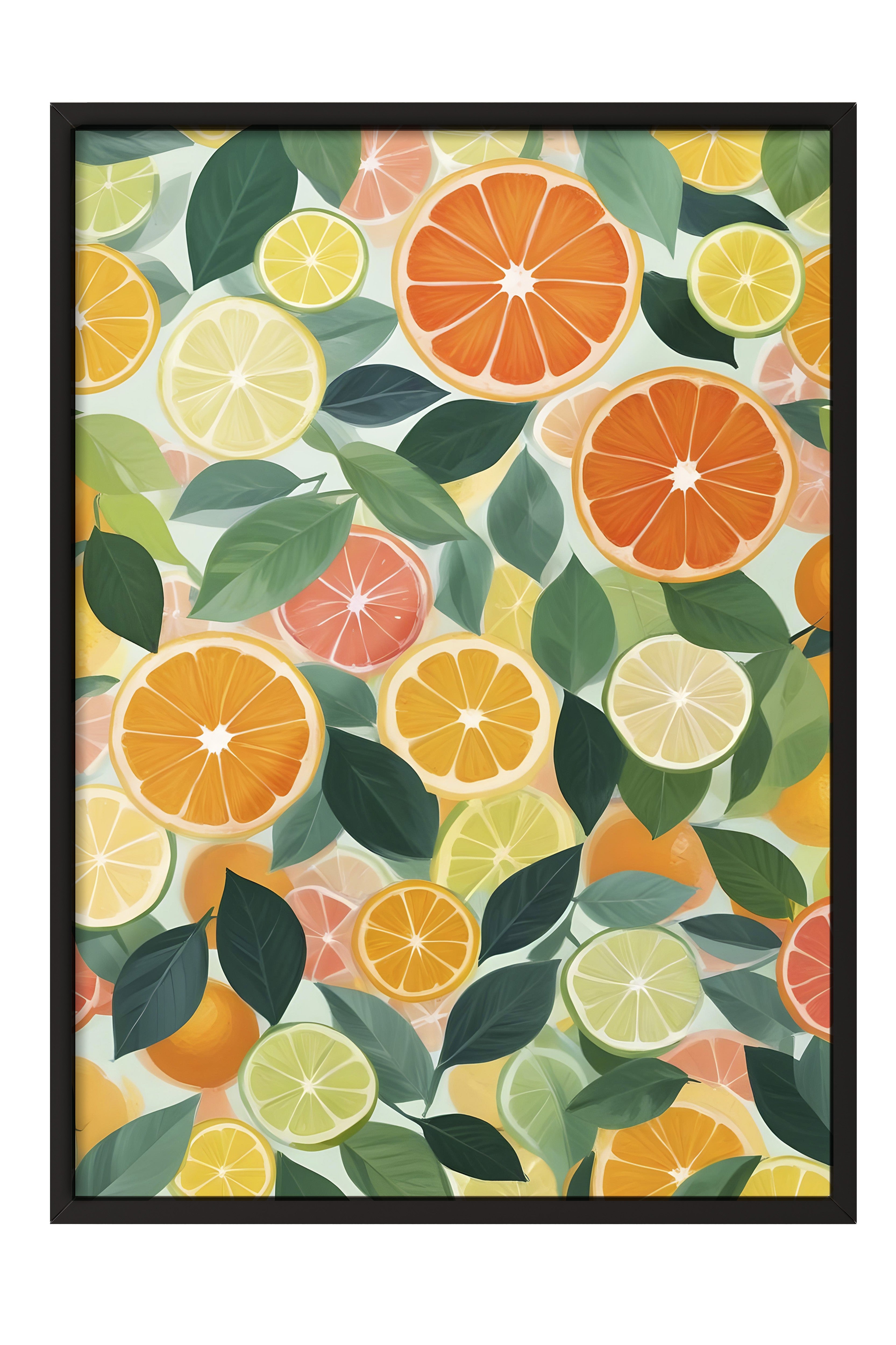 Siyah Çerçeveli Tablo, Citrus Fruits, Comfort Serisi Mutfak Duvar Tablosu, NO:109127