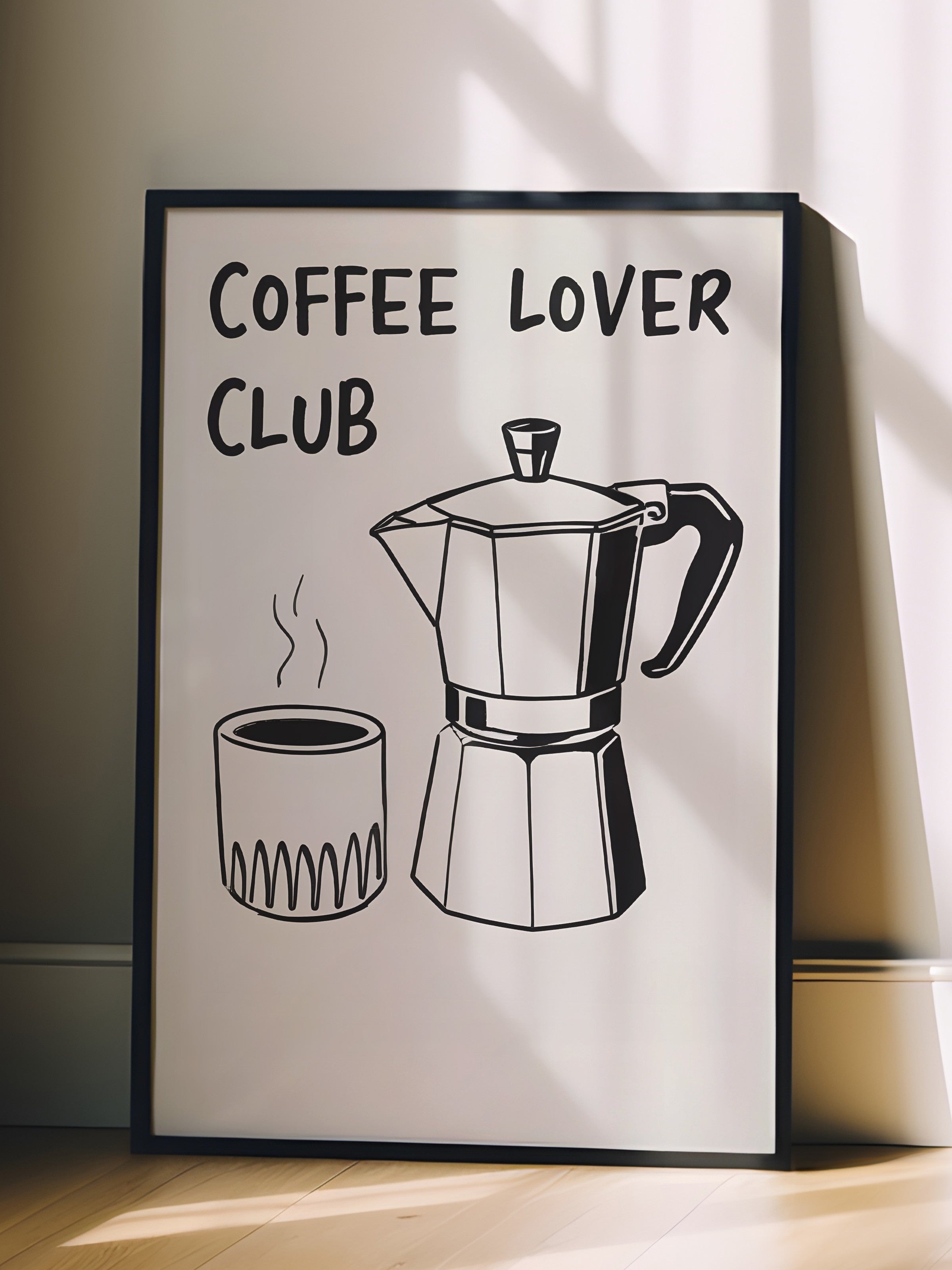 Siyah Çerçeveli Tablo, Coffee Lover Club, Comfort Serisi Mutfak Duvar Tablosu, NO:109115