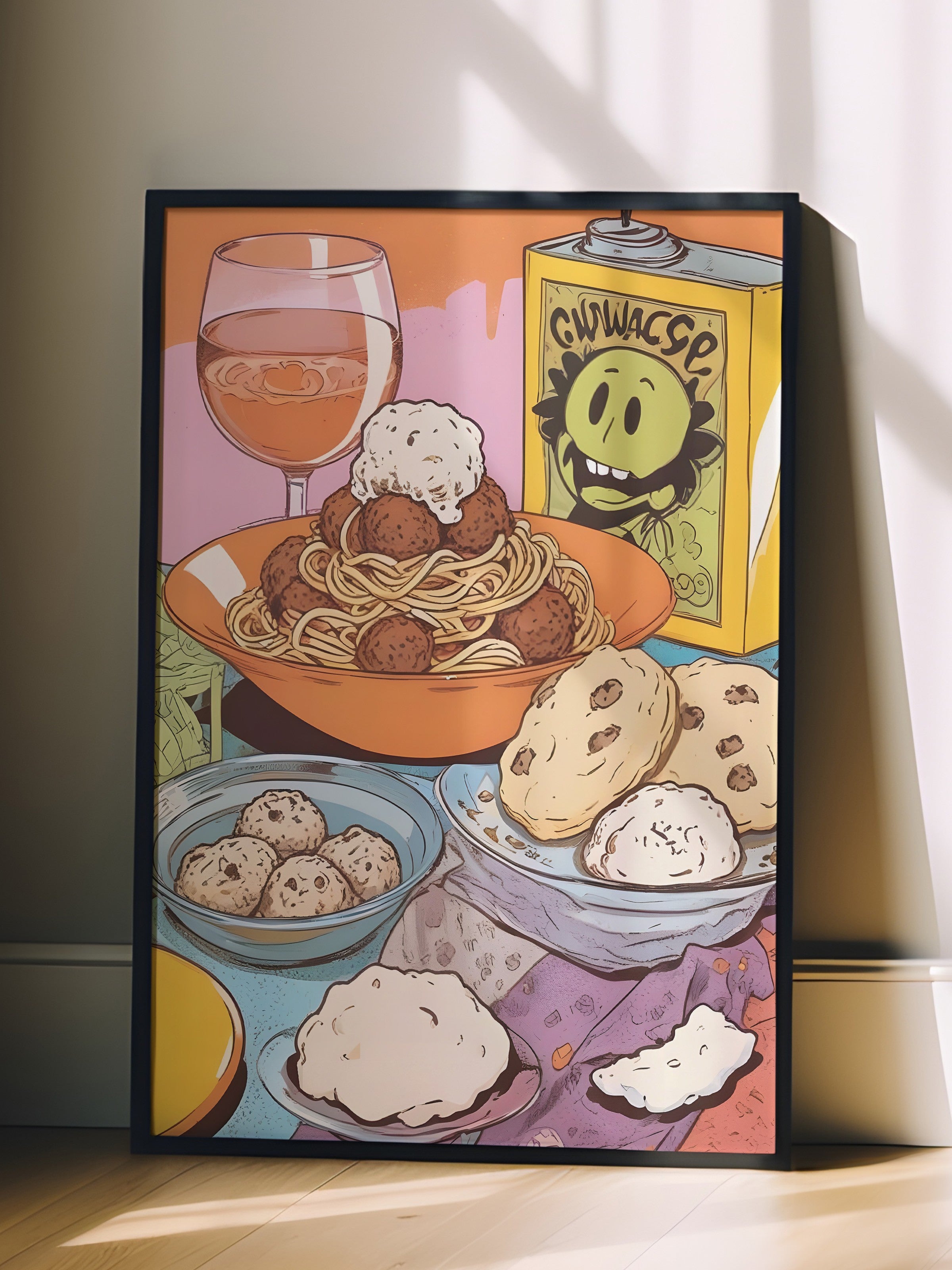 Siyah Çerçeveli Tablo, Cookies, Comfort Serisi Mutfak Duvar Tablosu, NO:109146