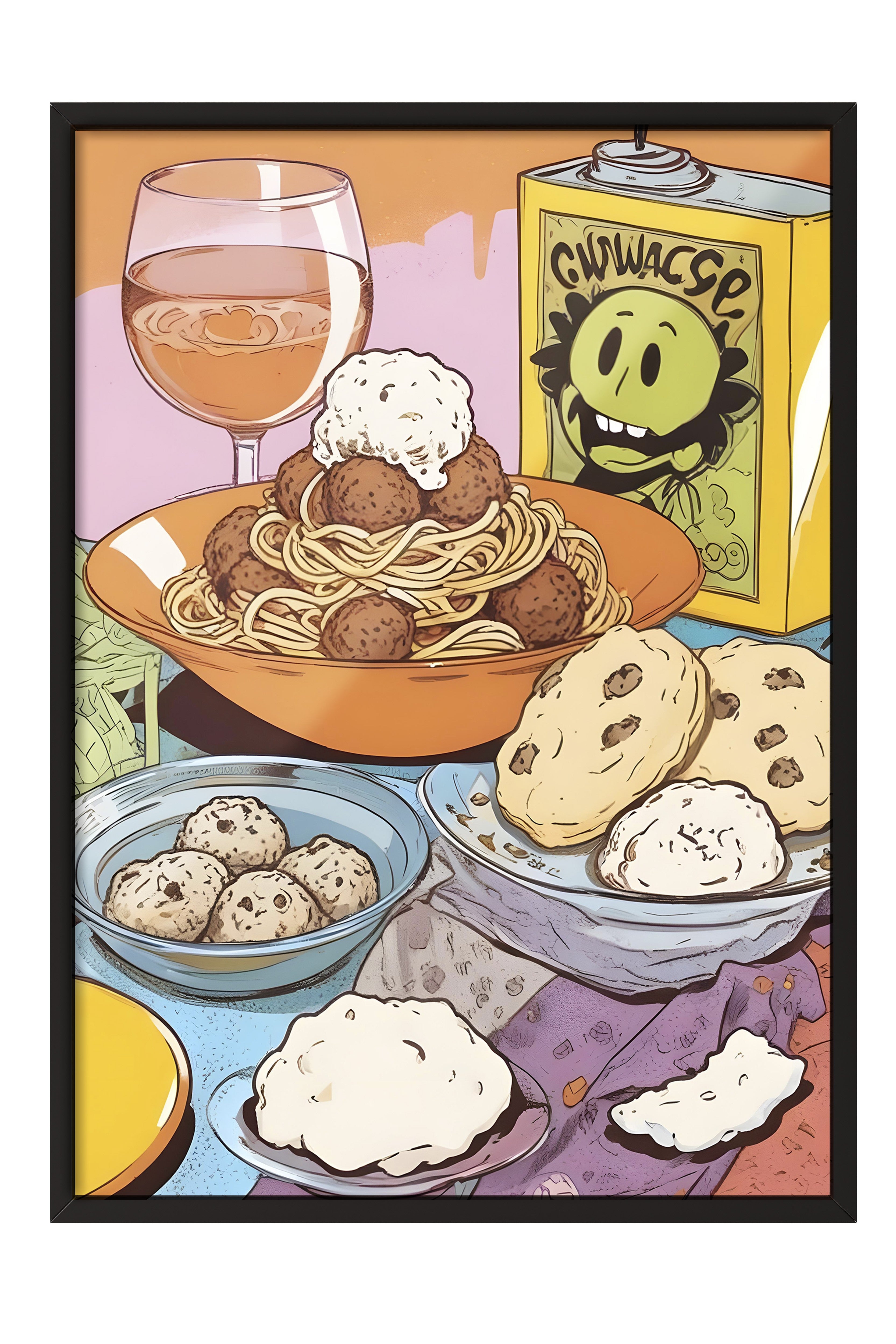 Siyah Çerçeveli Tablo, Cookies, Comfort Serisi Mutfak Duvar Tablosu, NO:109146