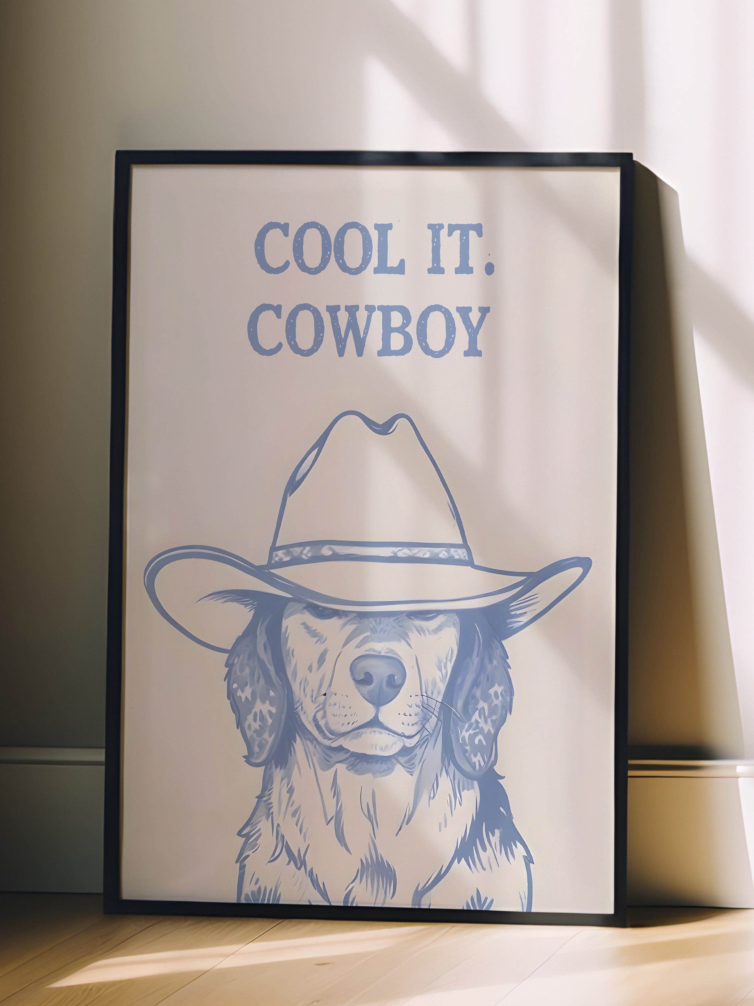 Siyah Çerçeveli Tablo, Cool it Cowboy , Comfort Serisi Poster ve Duvar Tablosu, NO:108930