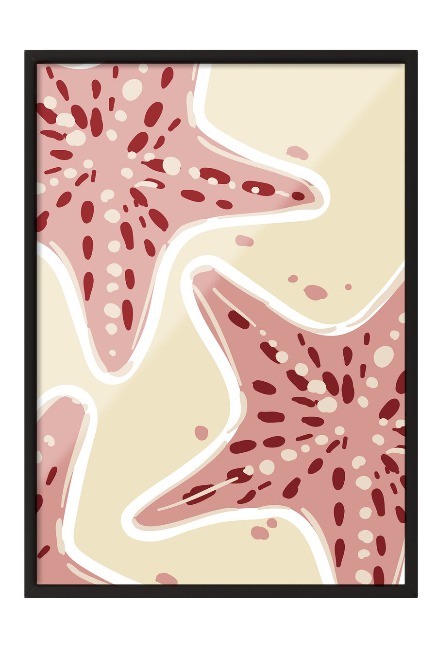 Deniz Yıldızı Deseni Minimalist Poster – Siyah Çerçeveli Tablo