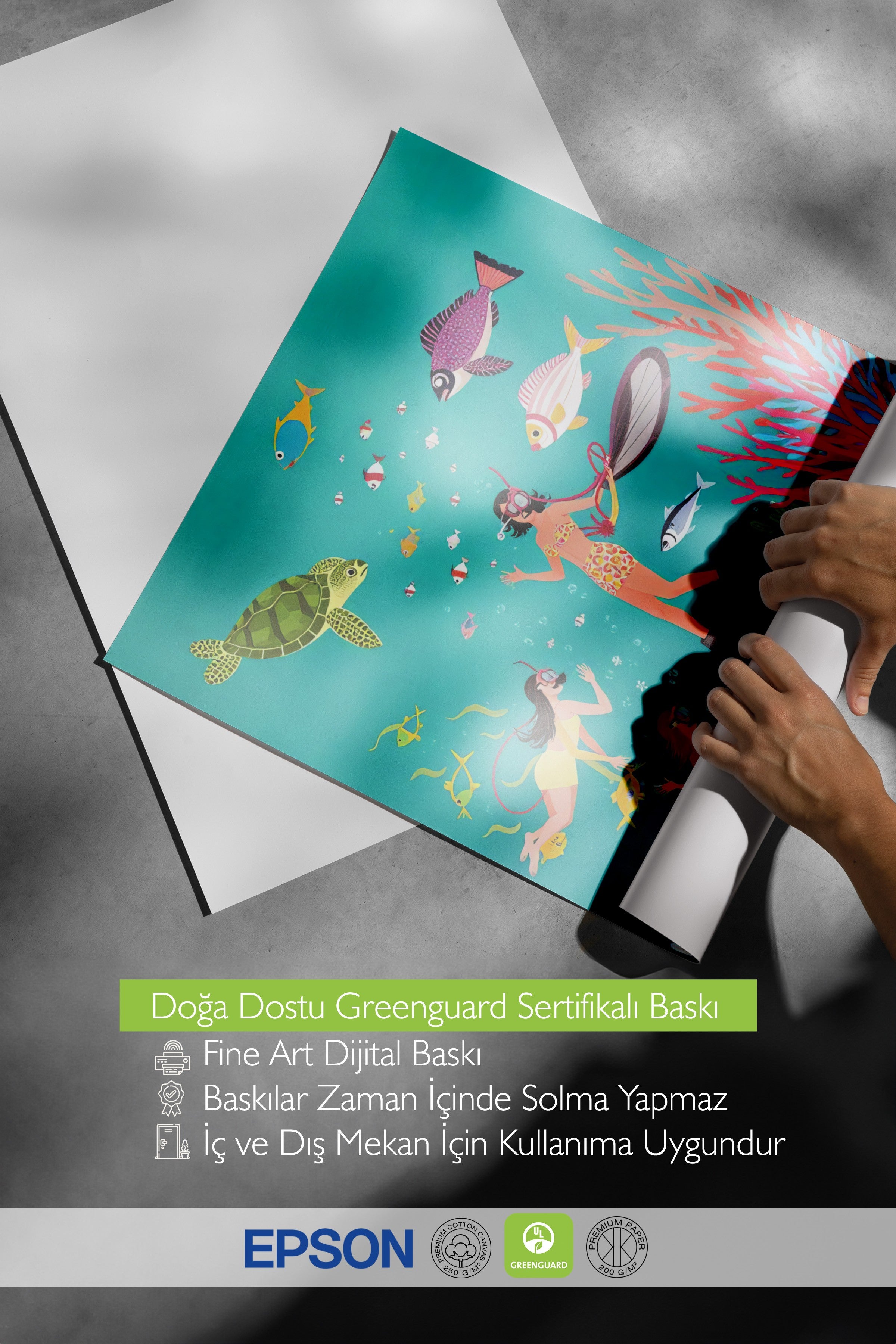 Siyah Çerçeveli Tablo, Denizde Keşif, İllüstrasyon, Maximalist, Renkli Renk Poster, 2025 Yaz Seçkisi, NO:109770